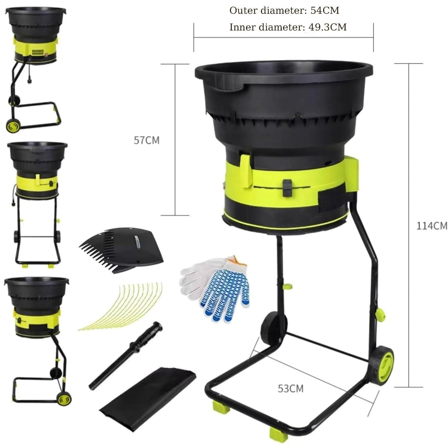Jiangtaom Electric Leaf Mulcher Shredder, 2500W Corded Garden Compost Shredder Crusher with Power Cord, 8000rpm Leaves Chippers(Machine+30m)