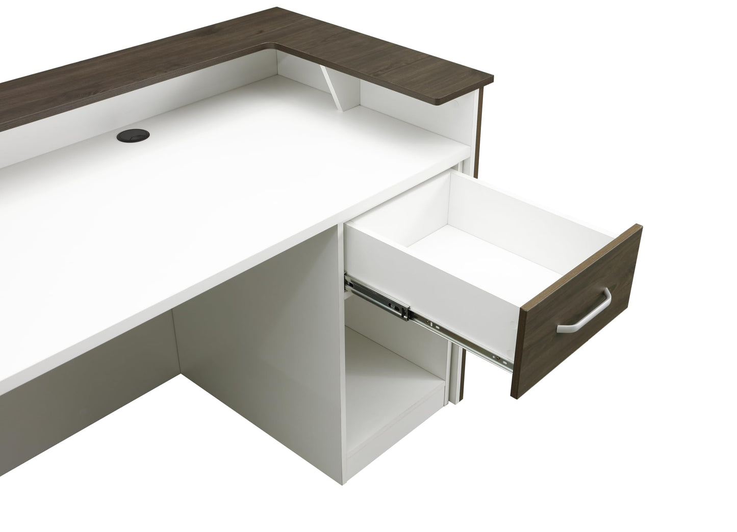Mares 87" Wood Office Reception Desk Counter & Drawers w/Telescopic Rails & Chrome Handles | Cable Grommet Holes | Option to Add Logo | Front Table Furniture Nail Hair Beauty Salon Spa Restaurant