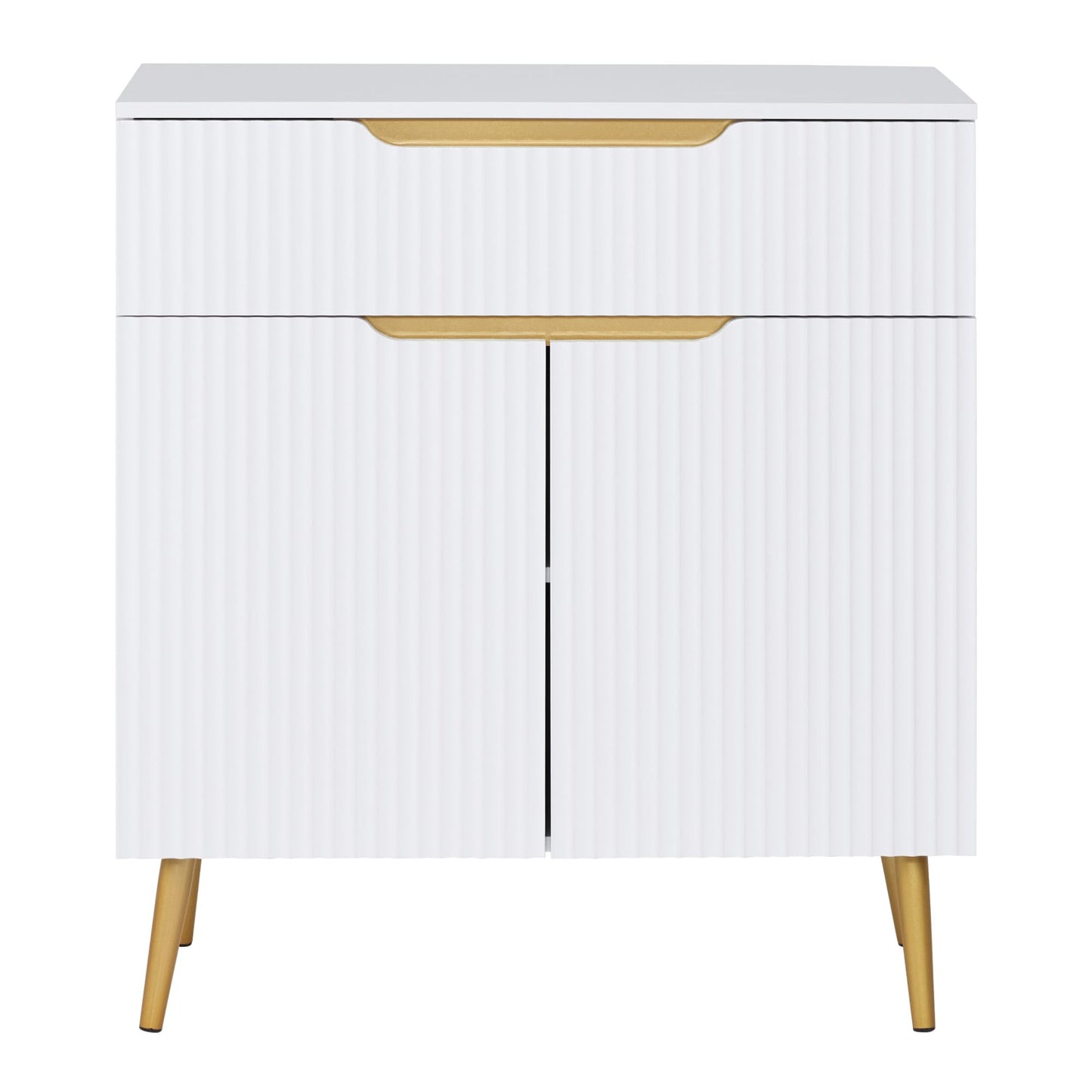 BarberPub Barber Station with Drawer & Cabinet, Beauty Salon White Storage Organizer with Concave Fluted Wall, Modern SPA Freestanding Equipment 3196 (White)