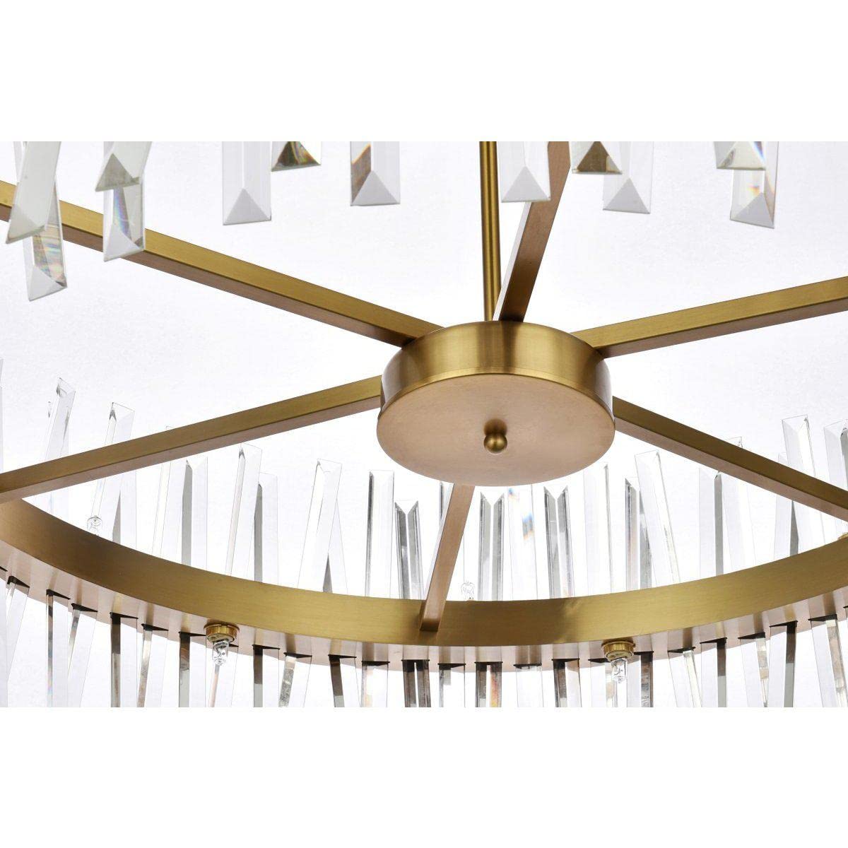 Elegant Lighting Serephina Crystal Round Chandelier, 36 Inch, Satin Gold, Model 6200D36SG, Iron and Crystal Material