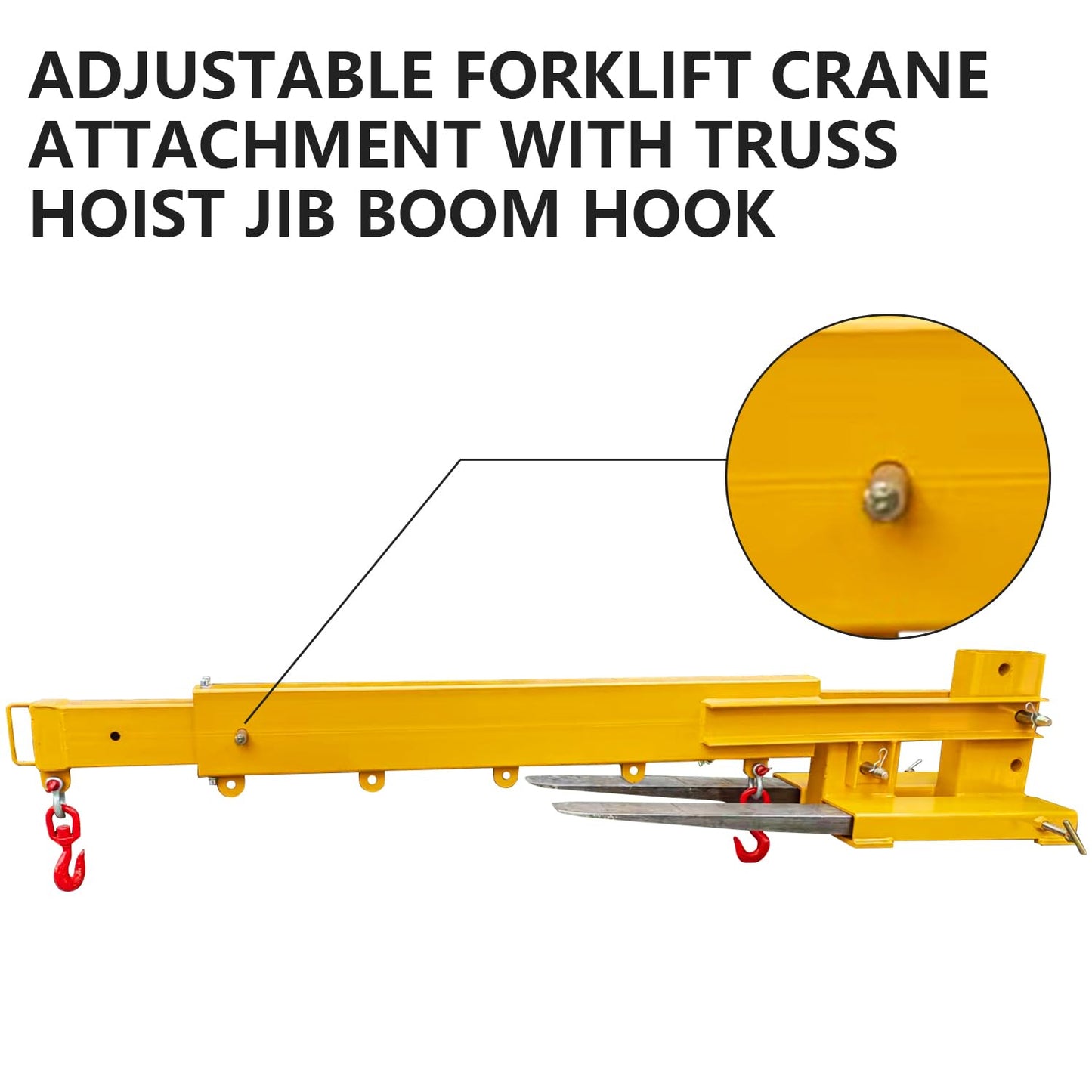 Adjustable Forklift Jib Boom Crane, 6000 LBS Forklift Mobile Crane Manual Telescopes,Flexible Adjustment Holes, Ideal for Warehouse, Factories, Construction