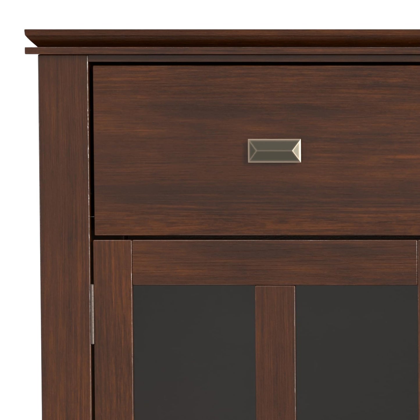 SIMPLIHOME Artisan Buffet - 54 inch Wide Solid Wood 3-Door Sideboard Buffet in Russet Brown, Transitional Storage Cabinet for Dining Room or Kitchen with Adjustable Shelves and Bronze Hardware