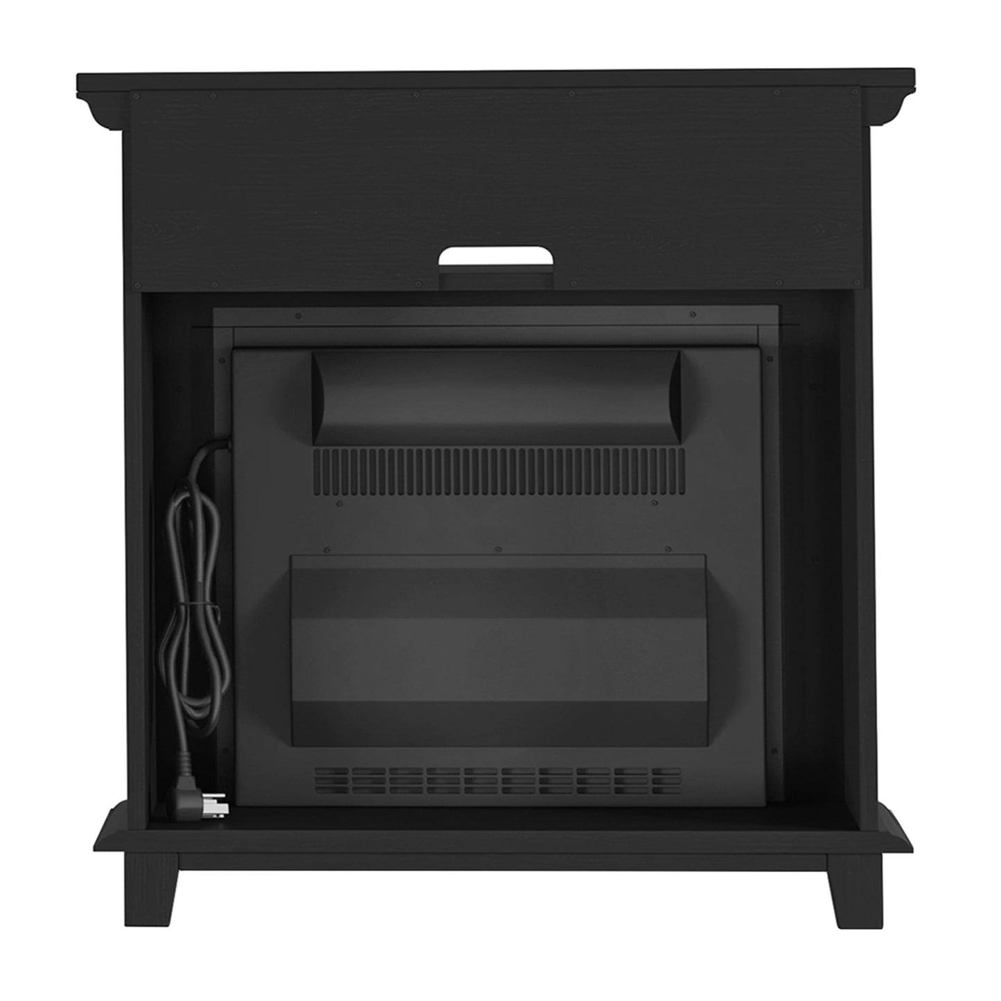 Northwest 27-Inch Electric Fireplace TV Stand for 32” TVs - Fireplace Mantel TV Console Entertainment Center with Shelf - 1400W Electric Fireplace with Mantel Heats Rooms up to 400 SQ FT (Black)
