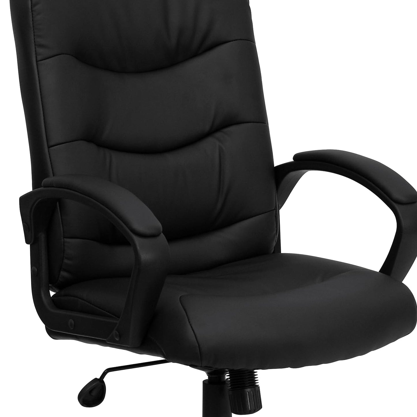 Flash Furniture Chelsea Mid-Back Black LeatherSoft Executive Swivel Office Chair with Three Line Horizontal Stitch Back and Arms