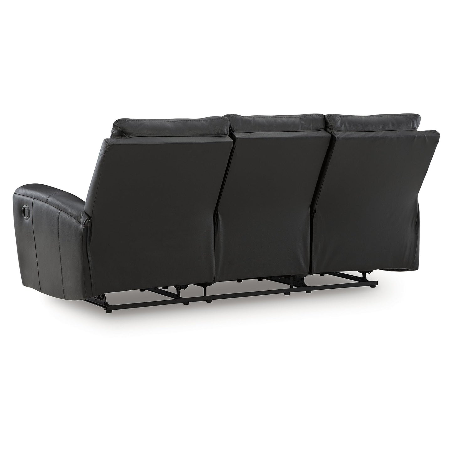 Signature Design by Ashley Glassmere Contemporary Dual-Sided Leather Match Reclining Sofa with Position Lock, Black