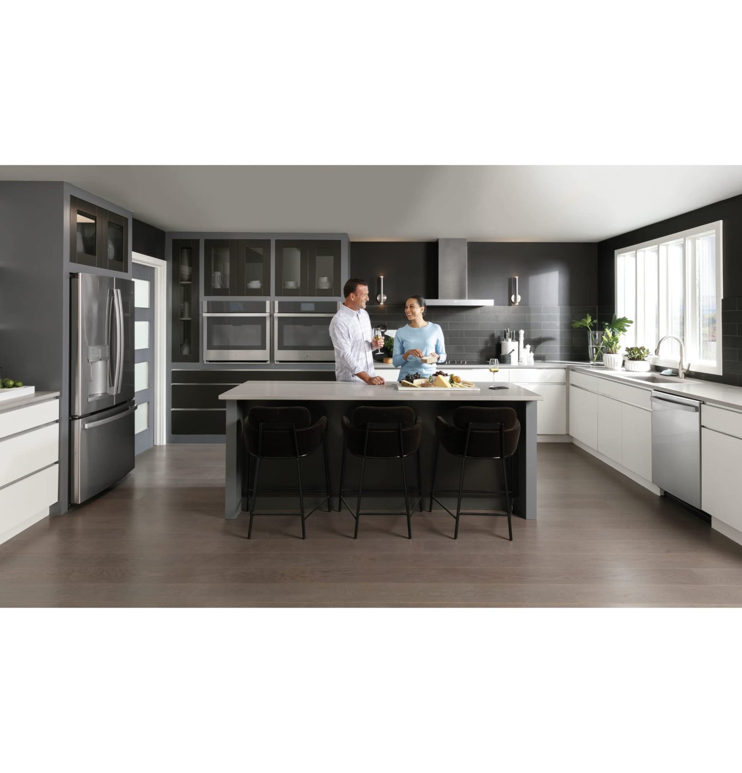 GE PROFILE PYE22KYNFS 36" Counter-Depth Bottom Freezer with French Door Twin Chill Evaporator Quick Space Shelf and LED Lighting in Fingerprint Resistant Stainless Steel