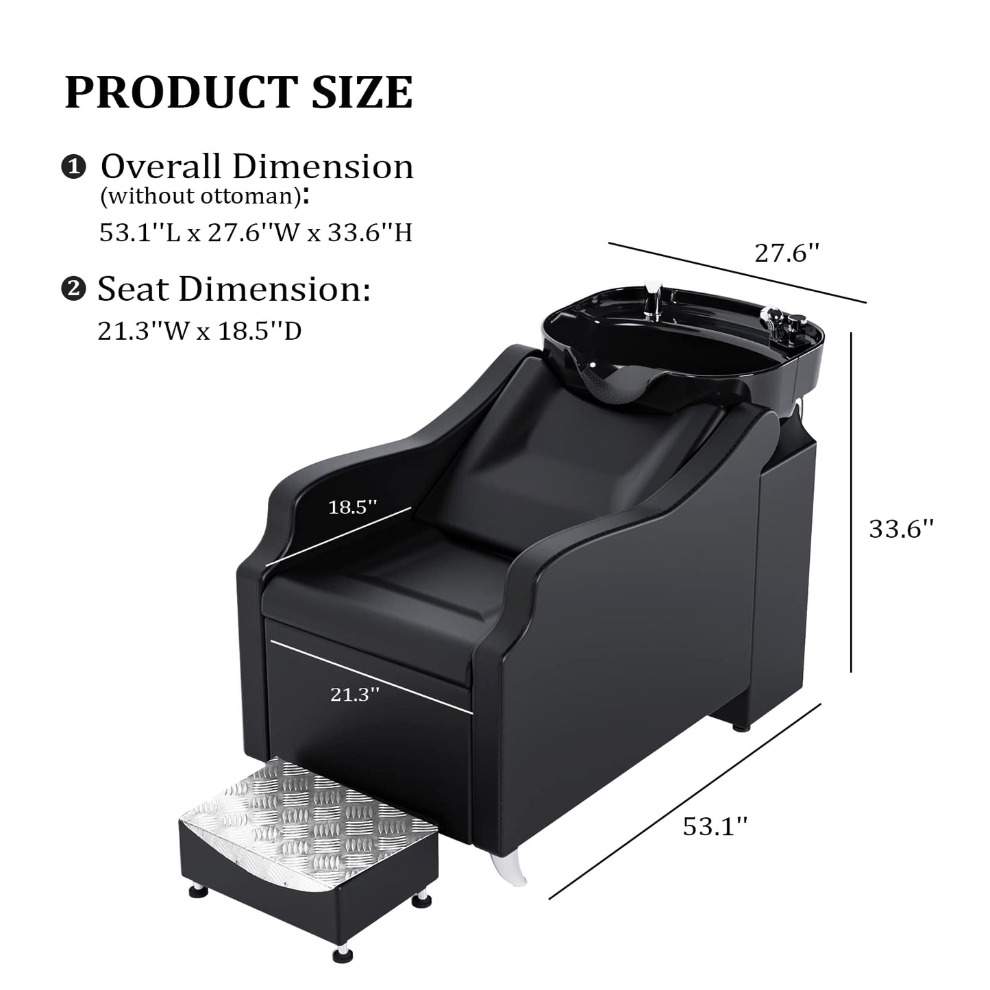 OmySalon Shampoo Backwash Unit with Large Porcelain Bowl, Salon Sink Hair Wash Chair Shampoo Station, Barbershop Beauty Spa Massage Hairdressing Equipment