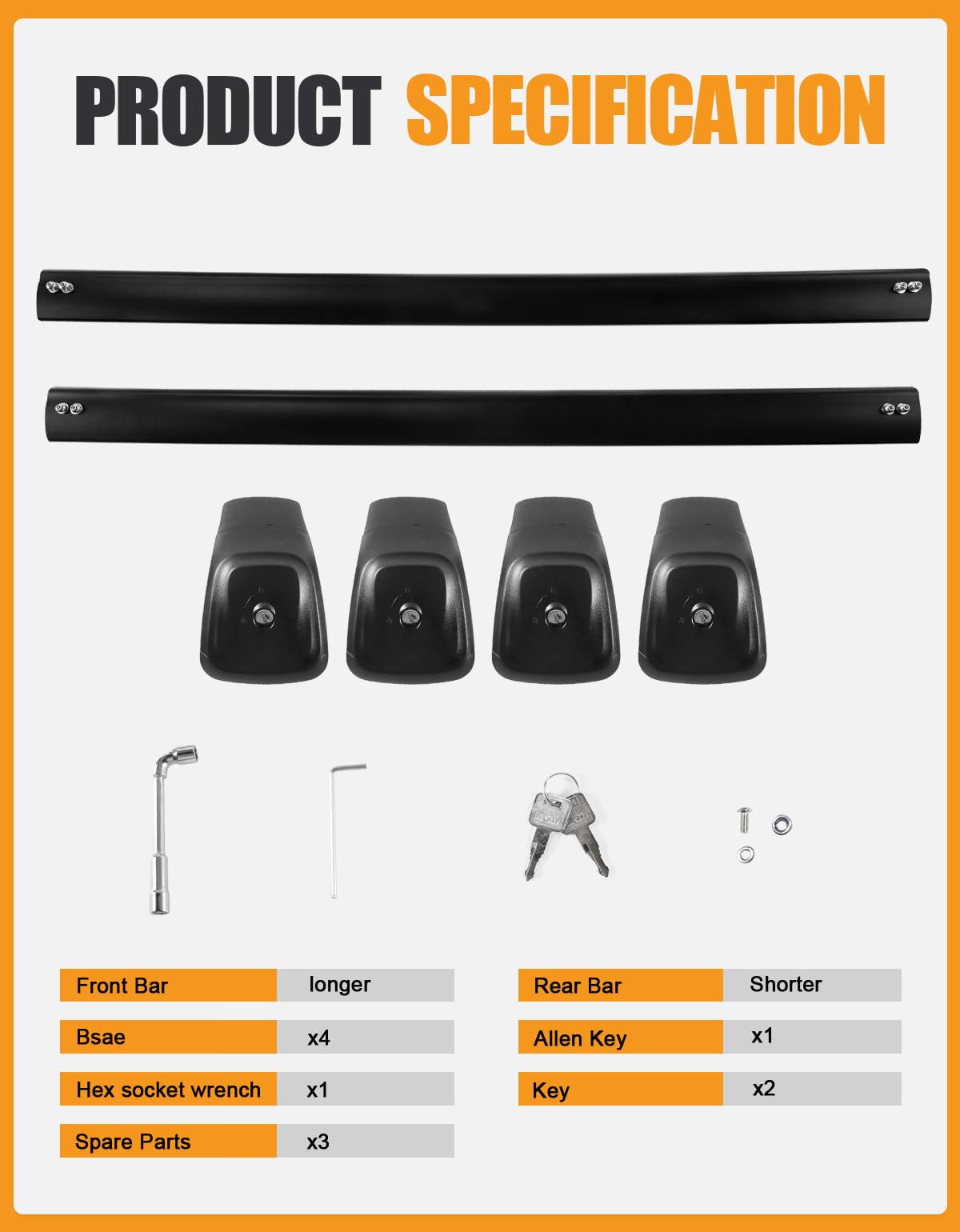 KINGGERI Lockable 350lbs Roof Rack Cross Bars Compatible with 2021 2022 2023 2024 2025 2026 Chevy Tahoe & Chevrolet Suburban & GMC Yukon XL & Cadillac Escalade ESV, Heavy Duty Rooftop Aluminum