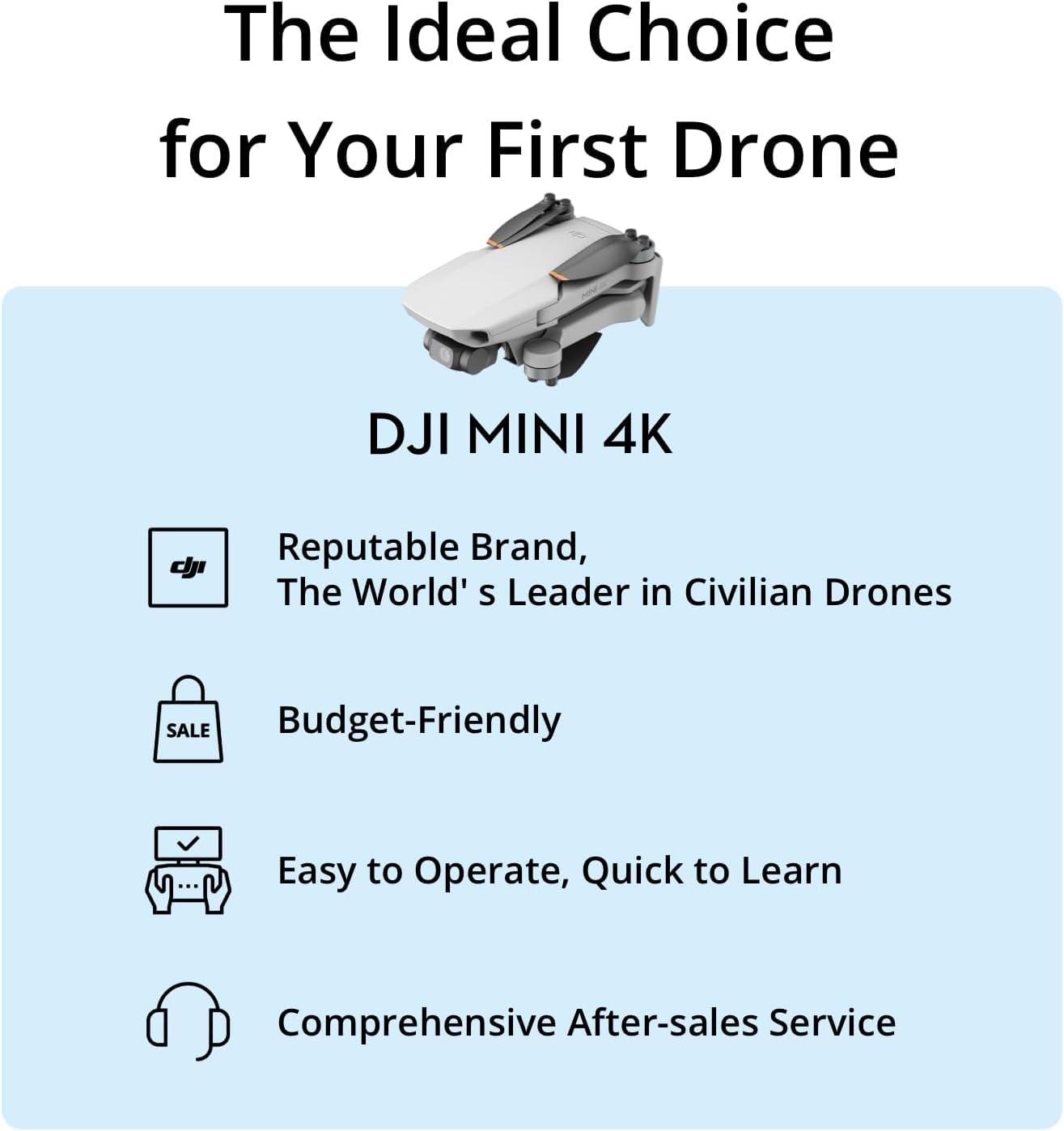 DJI Mini 4K Protection Bundle, Drone with 4K UHD Camera for Adults, Under 249 g, 3-Axis Gimbal Stabilization, 10km Video Transmission, Propeller Guard, Landing Gear, Propellers Compatible