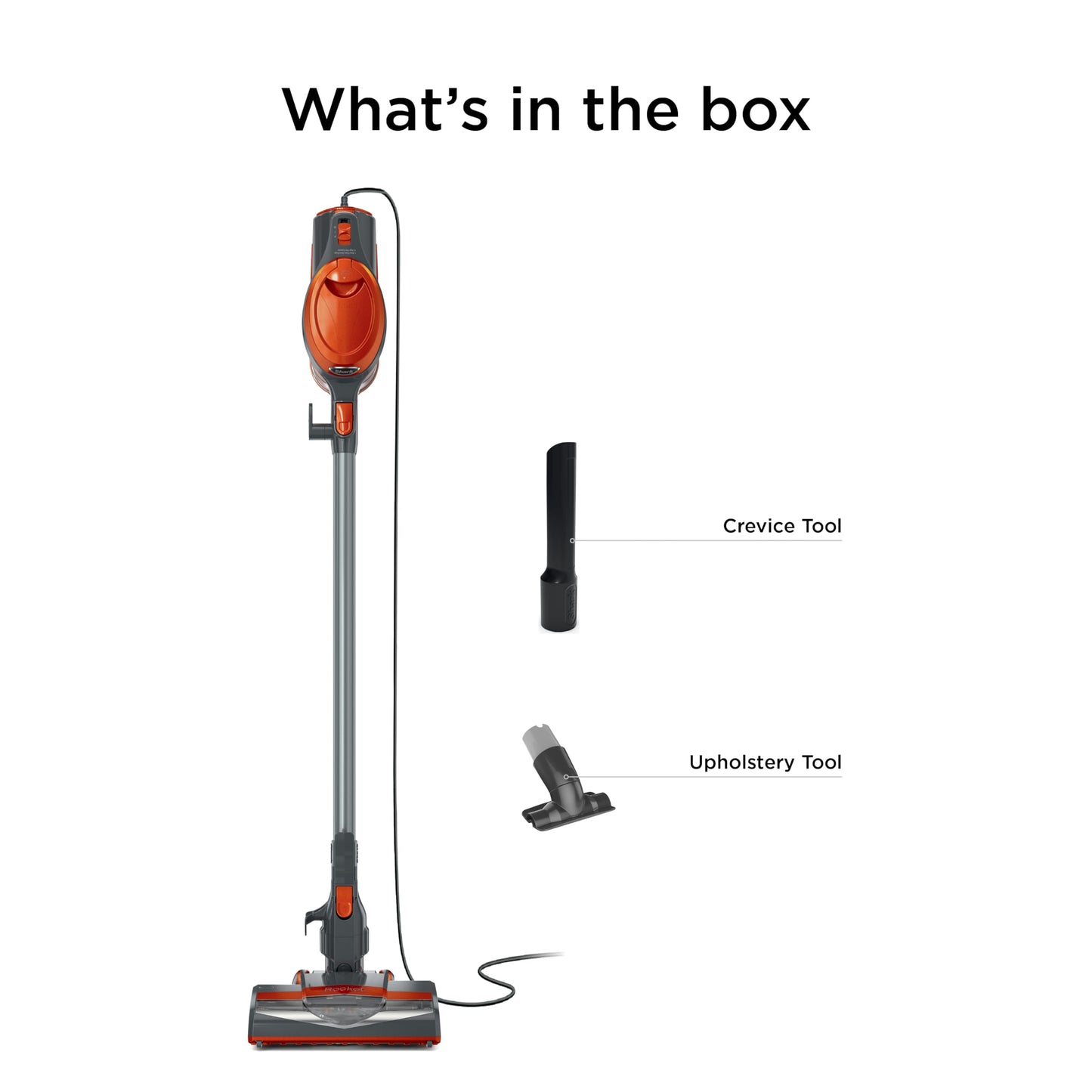 Shark Rocket Ultra-Light | Corded Stick Vacuum Cleaner for Carpet, Rugs & Hard Floors | Lightweight Hand Vacuum for Pet Hair & Upholstery | Swivel Steering | 2 Attachments | Gray/Orange | HV301