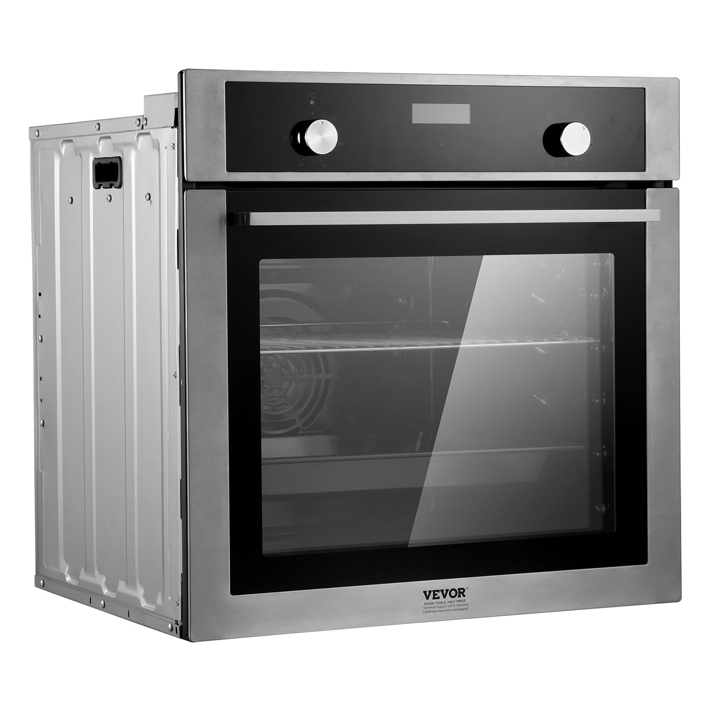 VEVOR Wall Oven, 24 inch Electric Built-in Wall Oven with 9 Cooking Functions, 2.68 Cu.Ft Convection Wall Oven with Digital Timer, Electric Single Wall Oven with Baking Rack and Tray, for Kitchen
