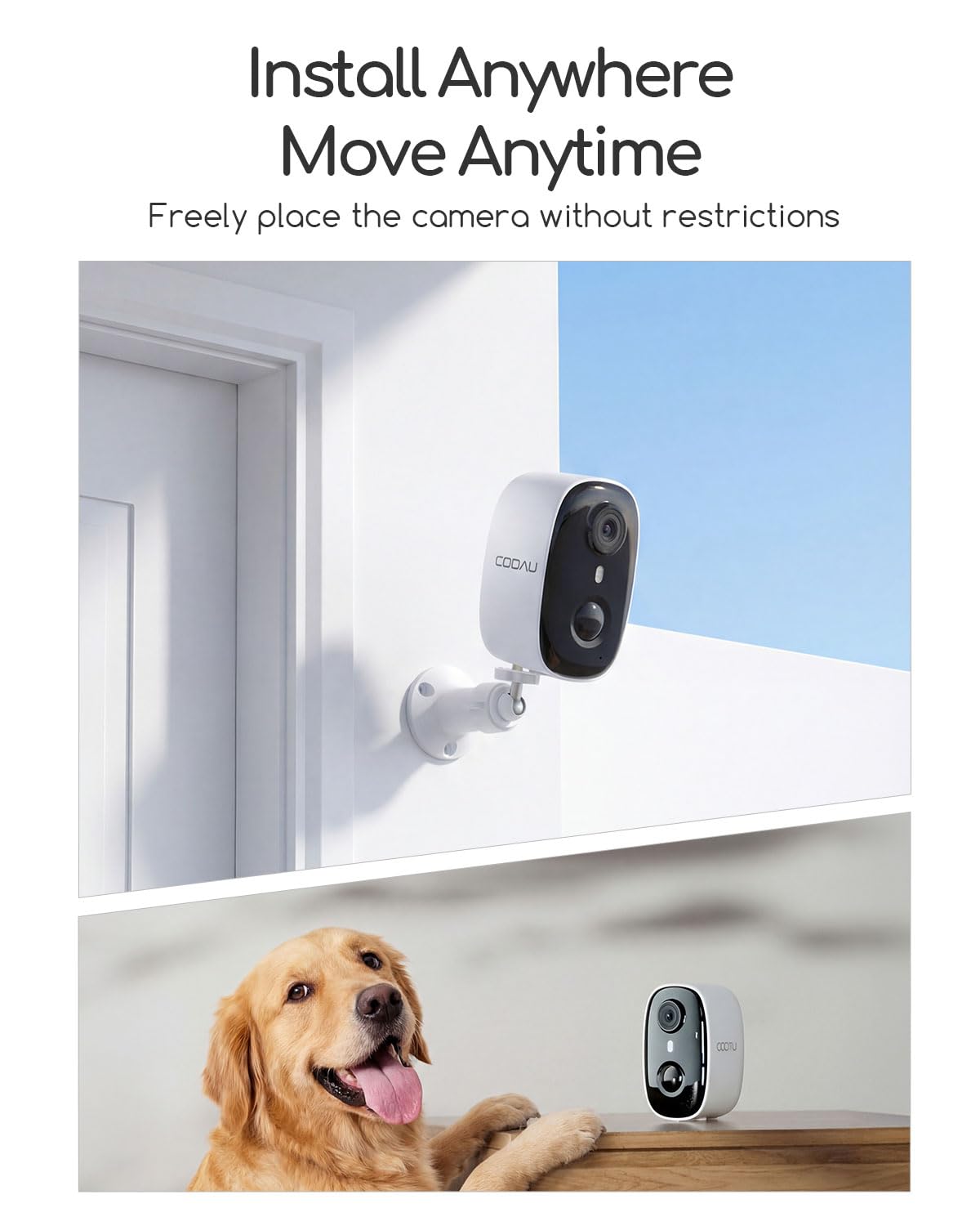 COOAU 4MP Security Cameras Wireless Outdoor, Faster Charging Solar Powered, Sharper-Image Outdoor Camera Wireless,No Subscription,PIR Detection,Surveillance System for Wide-Area Whole-House Coverage