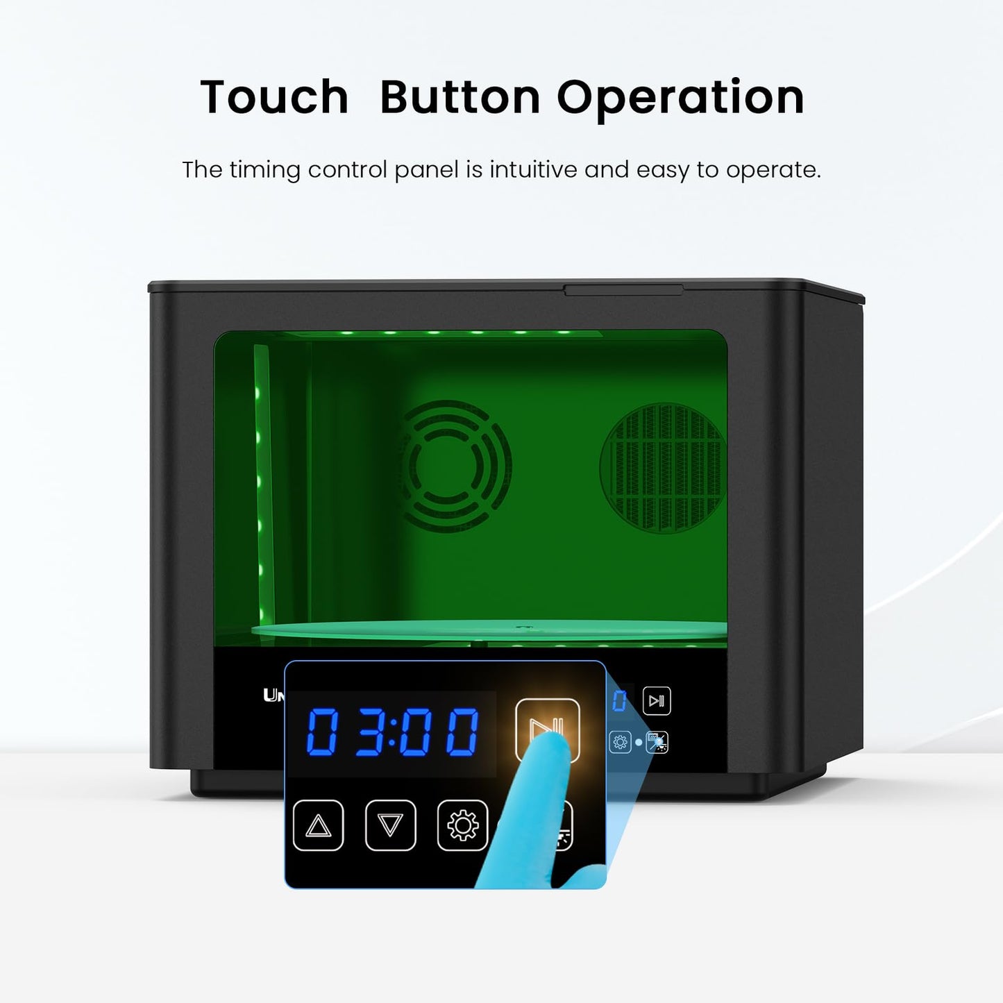 UniFormation 10.3-inch Cure3 Curing Machine 405nm UV Resin Curing Station with 360° Turntable D282 x H162 mm Curing Box Compatible with Resin 3D Printers for 3D Printed Models