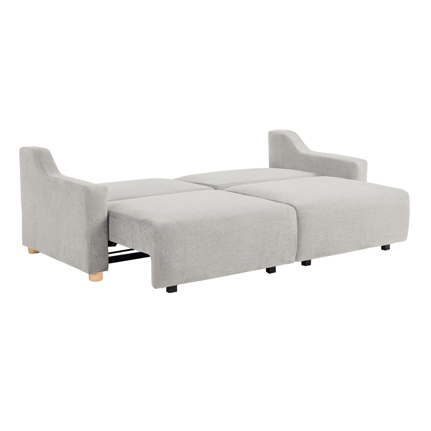Serta Glendale 90.2" Queen Size Wall-Hugging Convertible Sofa, Dreamcoil Comfort, Chenille Fabric, Cream