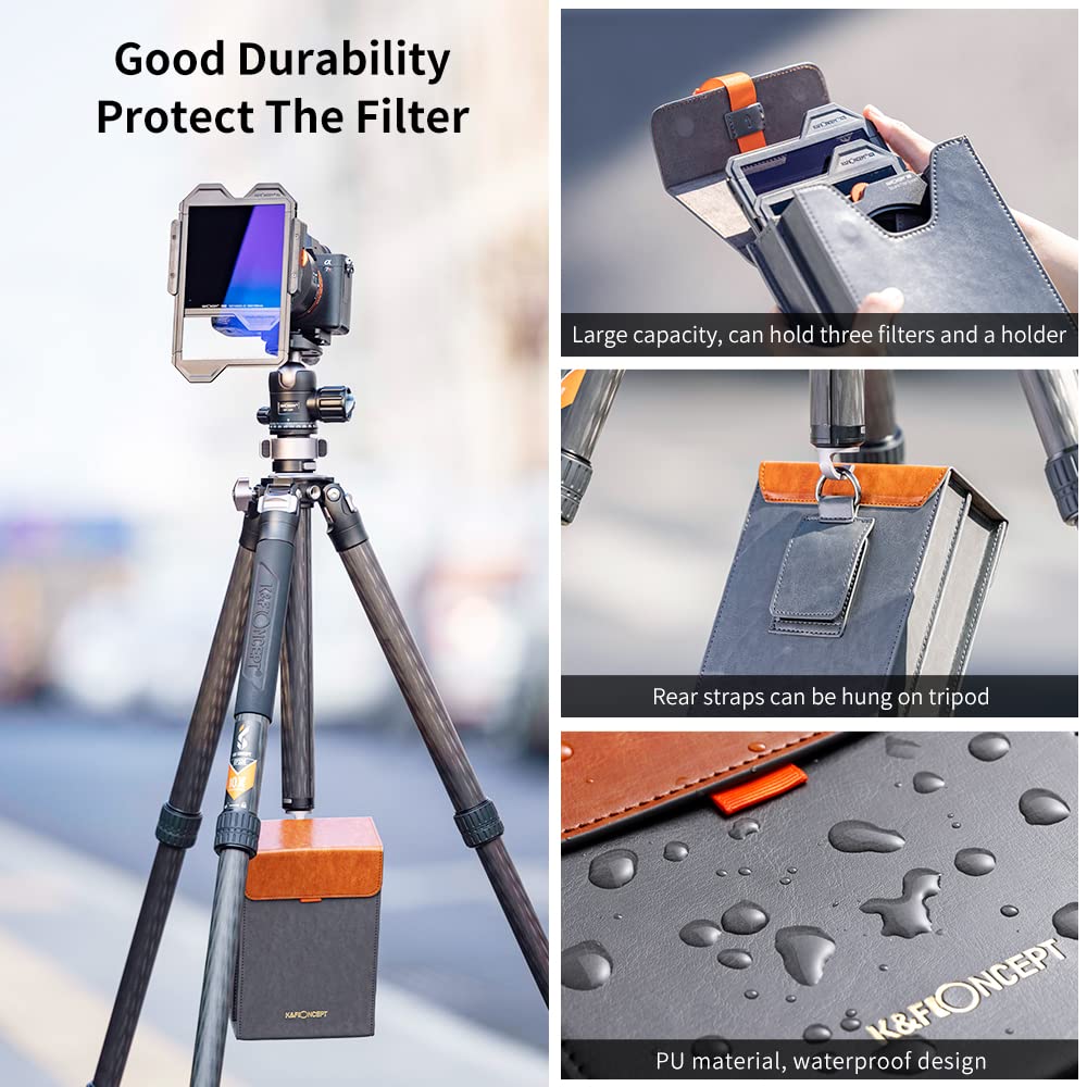 K&F CONCEPT X PRO Square Filters Holder System Kit (Filter Holder + 95mm Circular Polarizer + Square GND8 Filter + ND1000 + 4 Filter Adapter Rings) for Camera Lens