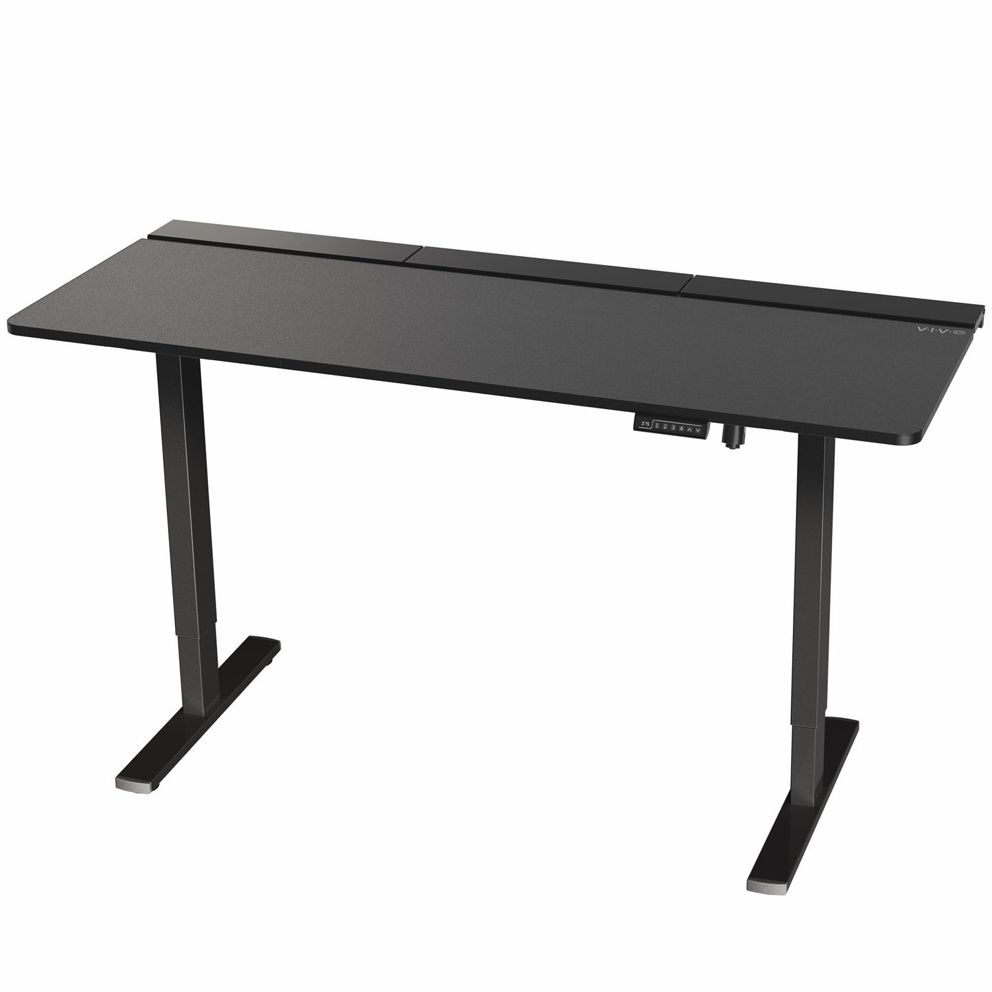 VIVO Electric 71 x 30 in Standing Adjustable Gaming Desk with Hidden Cable Trays, Full-Size Mouse Pad, Holds 220 lbs, Black Top Black Frame, DESK-KIT-1B6-P3B-71