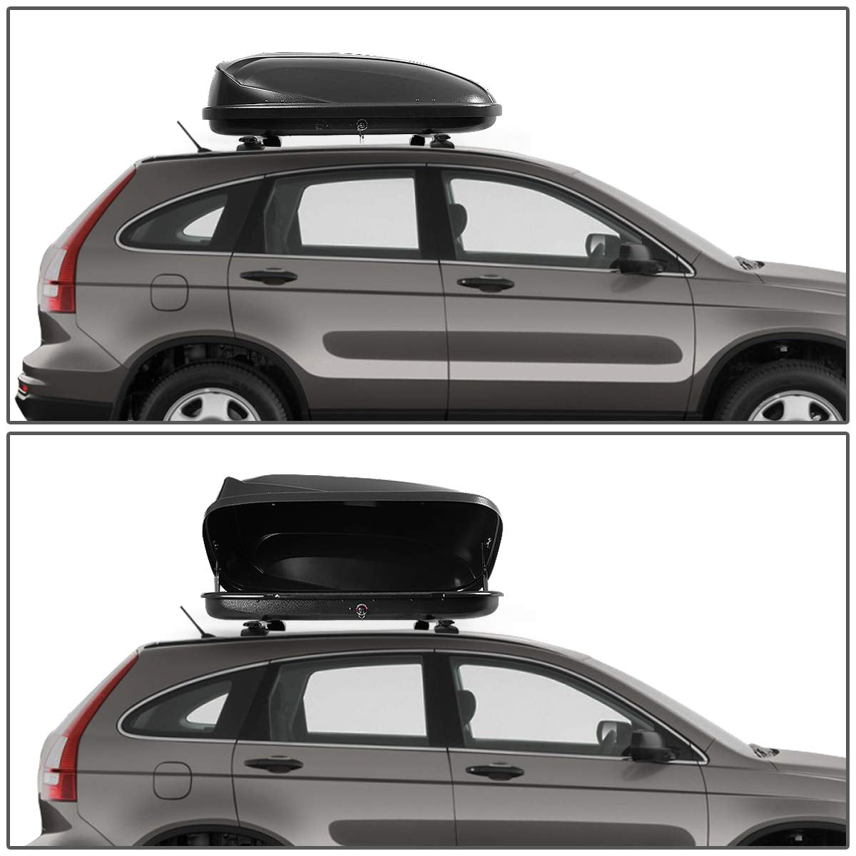 DNA Motoring PT-ZTL-8100-BK Adjustable 120cm Aluminum Roof Rail Cross Bars+Cargo Box w/Lock+Keys,Silver / Black