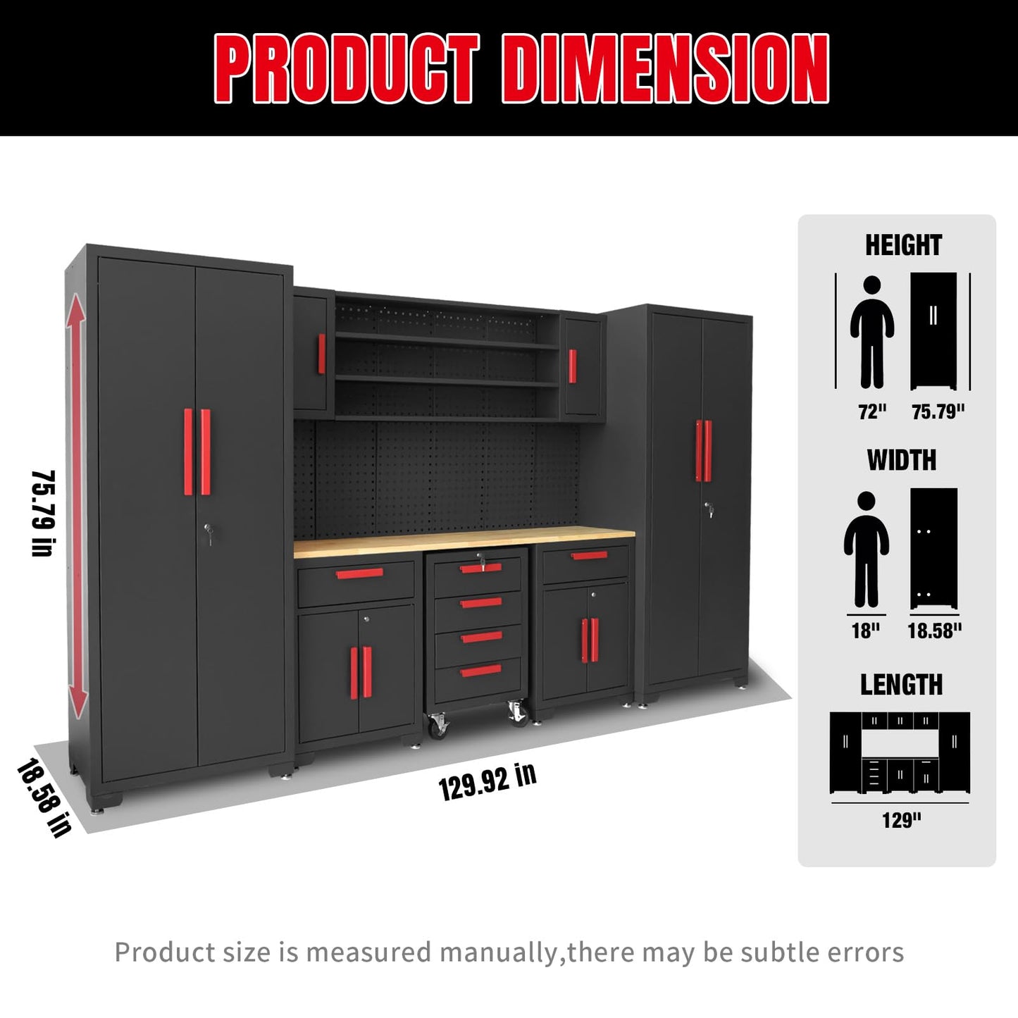 Torin Garage Storage Cabinets System, 8-Pcs Workshop Cabinet Set in Black