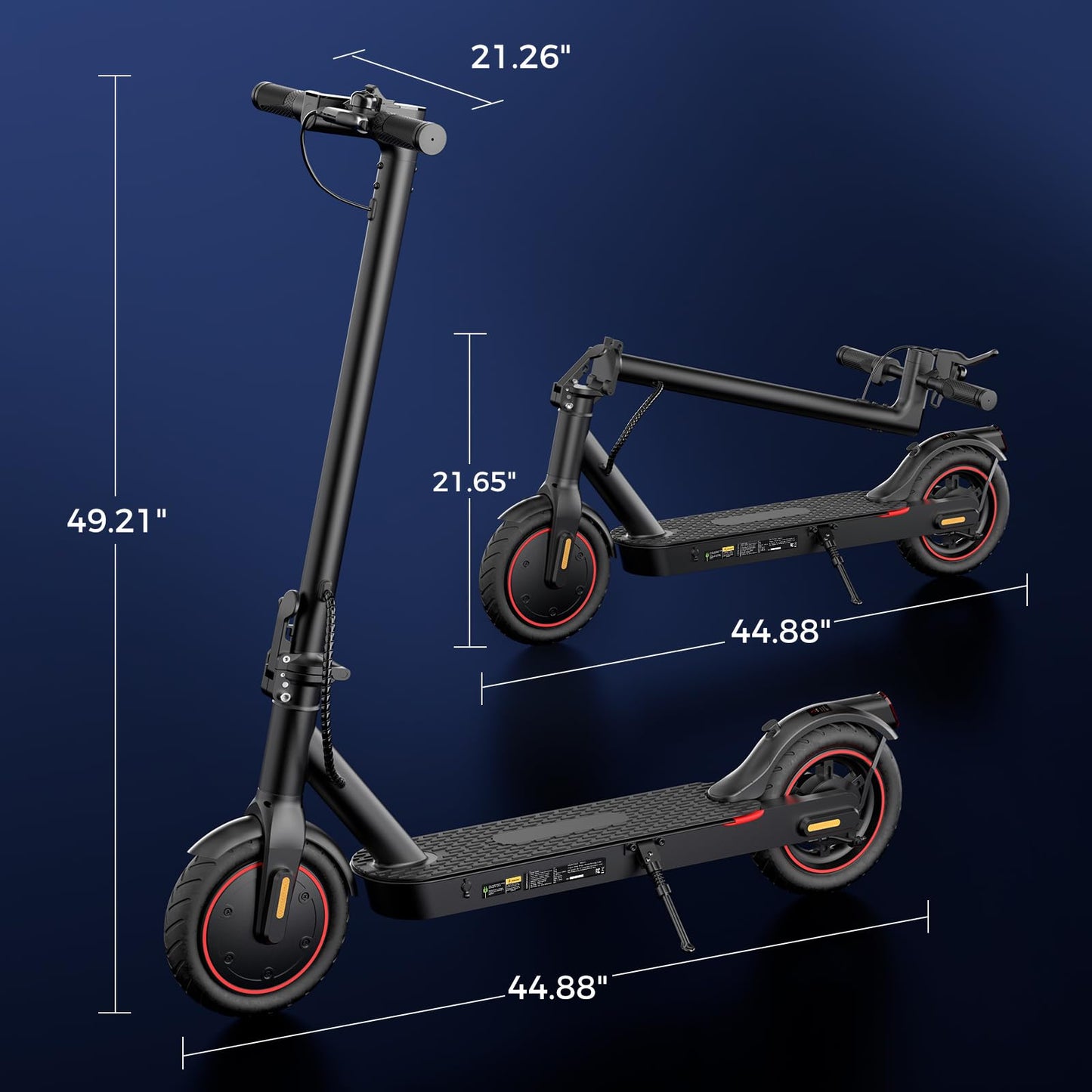 HopCycle Electric Scooters - Electric Scooter Adults, 1200W/1000W/500W Motor, 28/25/21/18 MPH Top Speed, 10''/8.5'' Tires, 28/25/23/21Miles, APP Control E Scooter for Teens Black