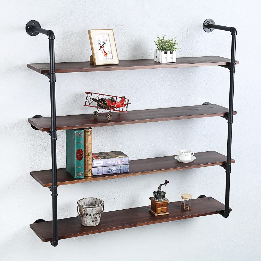 Industrial Pipe Shelves With Wood Planks,Rustic Pipe Shelving Wall Shelf