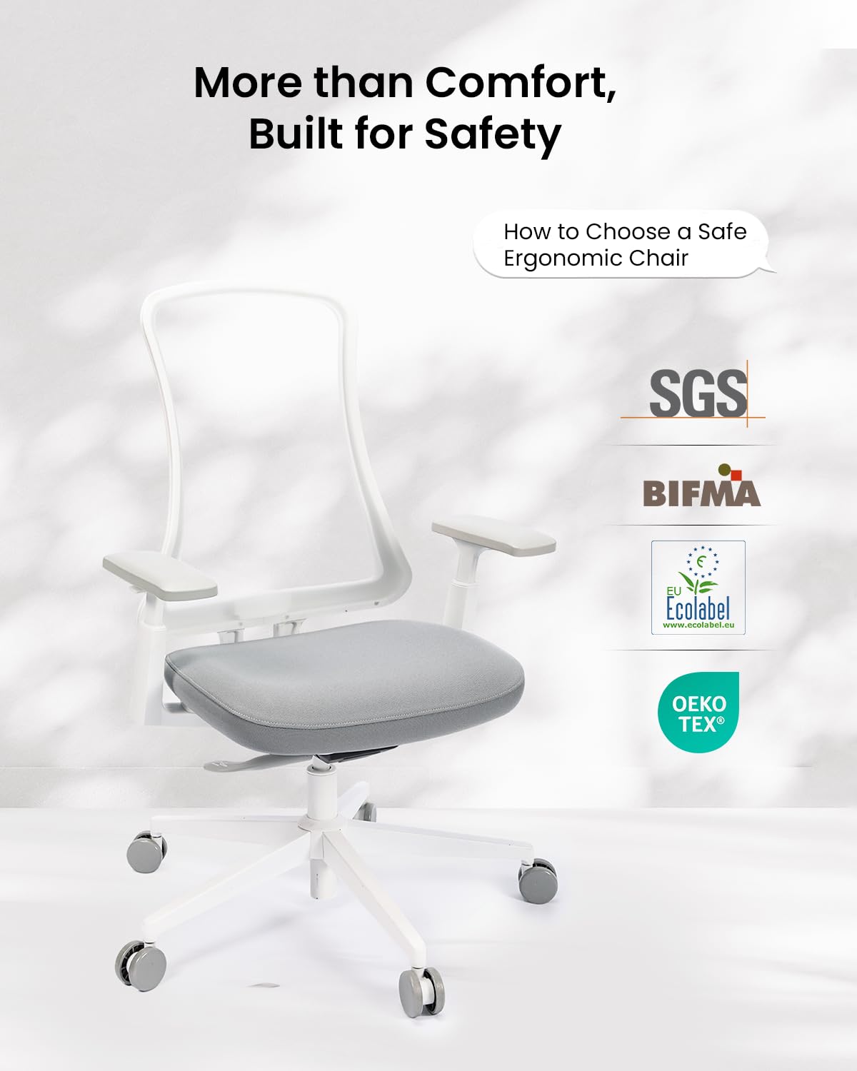 ProtoArc Ergonomic Office Chair – Flexer Mesh Couputer Chair for Women, Foam Sliding Seat, 125° Recline, Home Desk Chairs for Small Spaces, Stylish & Comfortable – White