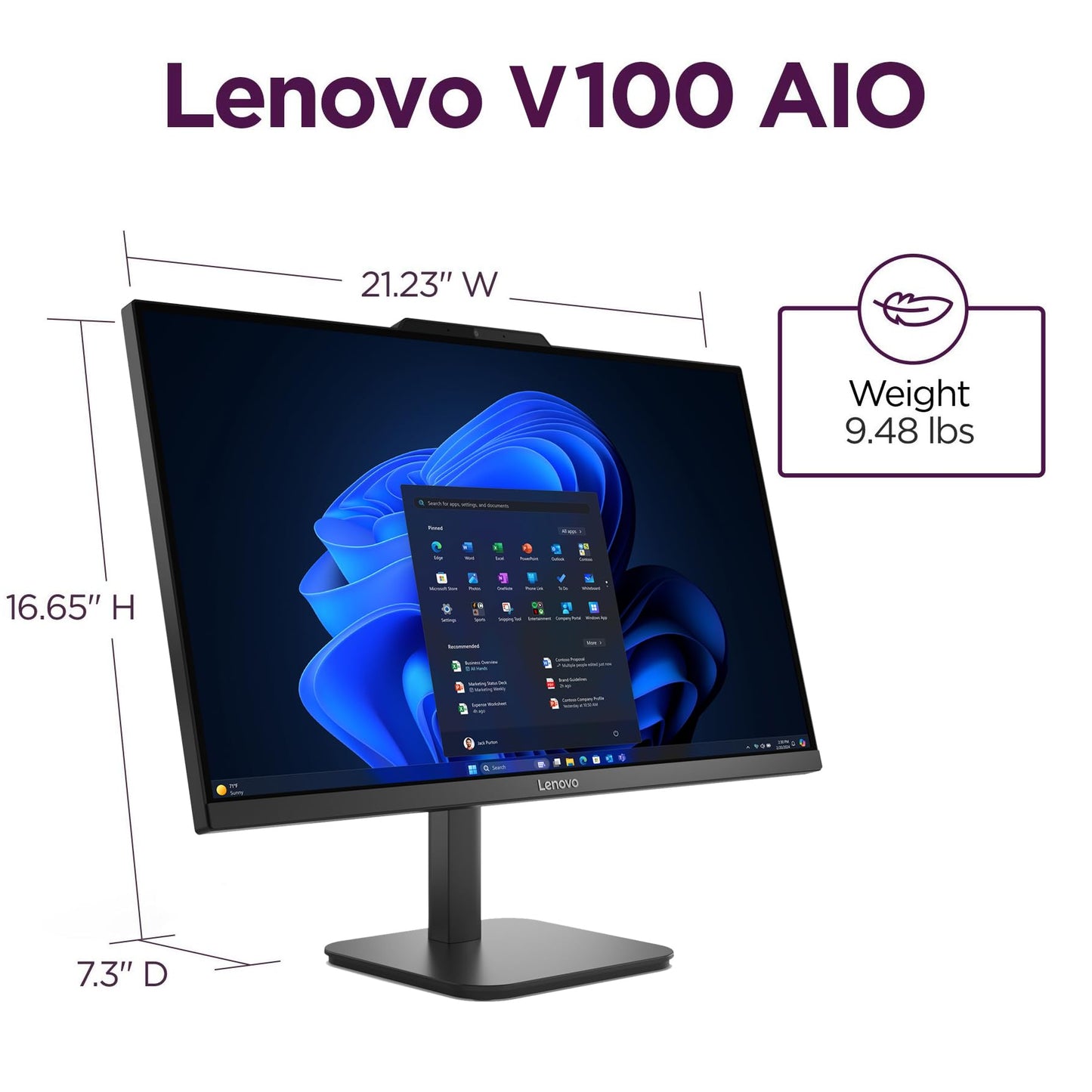 Lenovo IdeaCentre 24 AIO Desktop, 23.8" FHD IPS Display, Intel N100 4-Core, 32GB RAM, 1TB PCIe SSD, Wi-Fi 6, Bluetooth 5.2, Windows 11 Home, Keyboard & Mouse, Black
