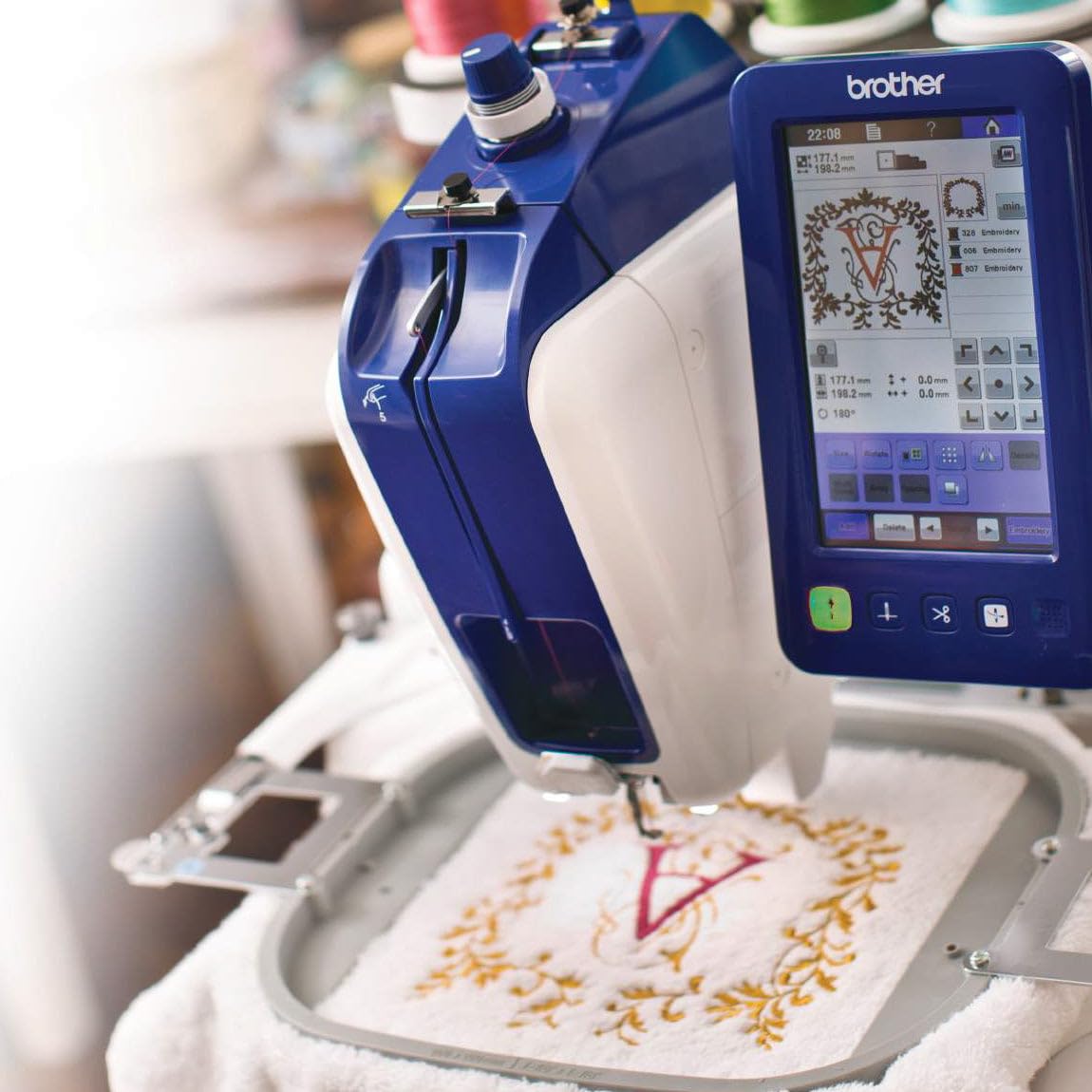 Brother Persona PRS100 Single Needle Embroidery Machine with 4-Spool Thread Stand and Free Arm Embroidery