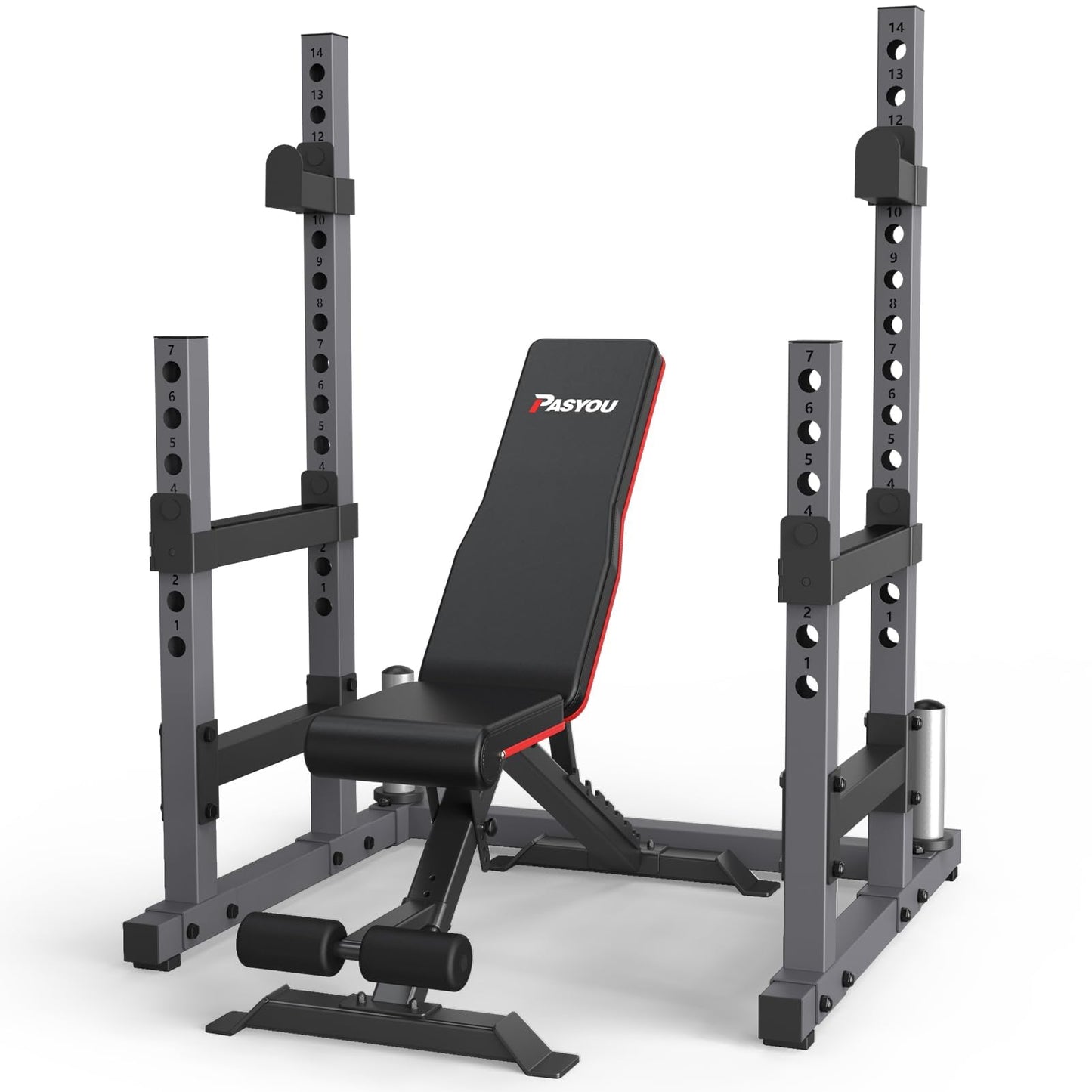 PASYOU Adjustable Squat Power Rack, Multifunction Squat Rack Heavy-Duty Stand, Weight Rack Stand, Push Up Strength Training Dumbbell Rack for Home Gym Equipment, Weight Benches, Max Load 1800 LBS