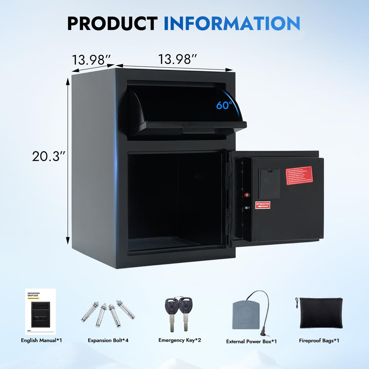 BUTISOW 2.6 CUB Commercial Front-Drop Fireproof Safe, Money Safe Box with Anti-Fishing & Fireproof Bag for Home, Office, Jewelry, Documents (2.6 Cuft Drop Safe)