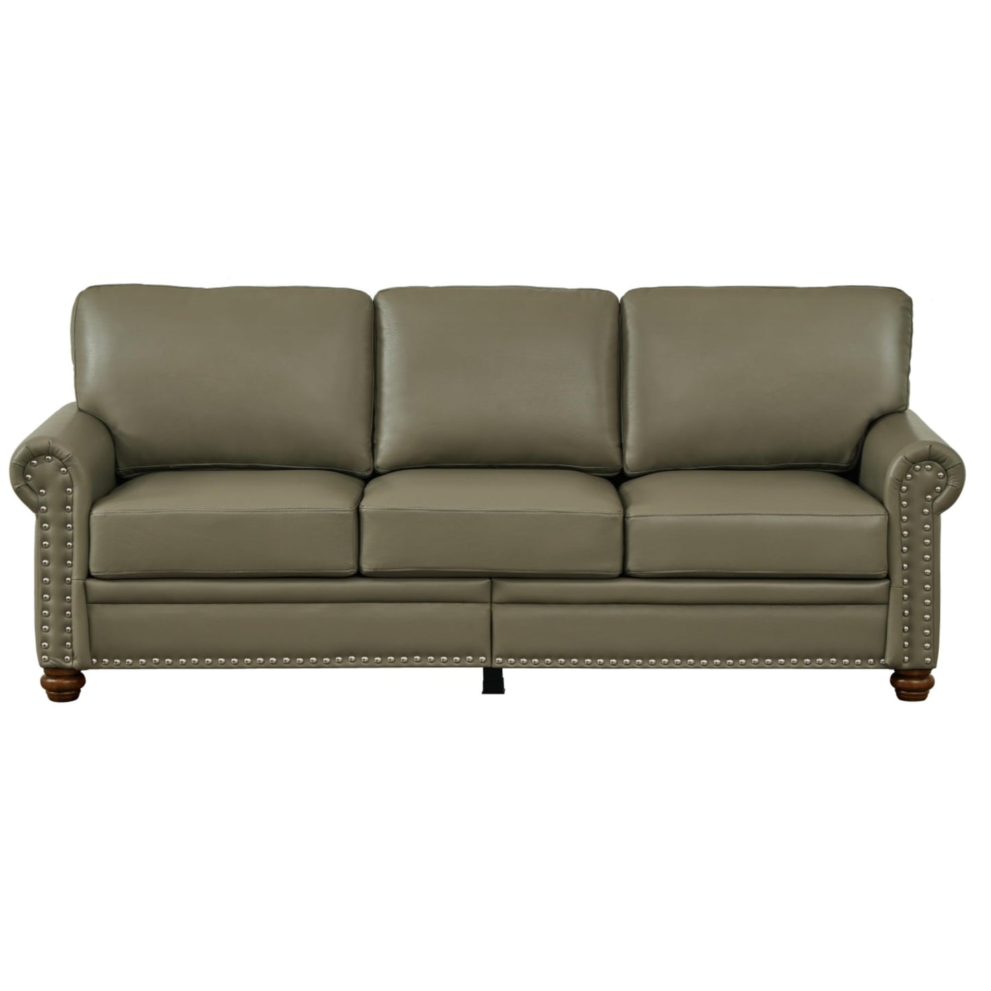 KEIKI 82.68" Chesterfield Sofa, Retro Style Upholstered Faux Leather PU Couch with Storage Space, Rolled Arm, Nailhead for Living Room Bedroom Office Apartment, Gray