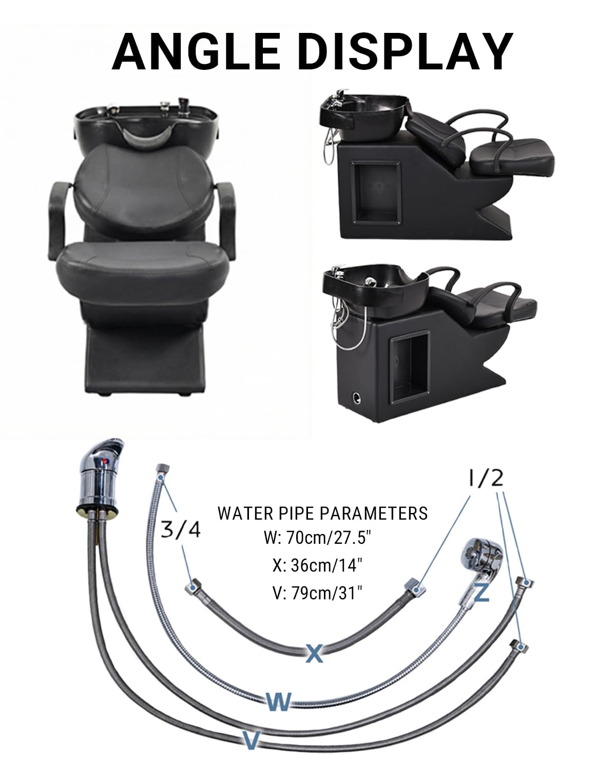 IJIALIFE Shampoo Bowl and Chair Set, Backwash Shampoo Chair