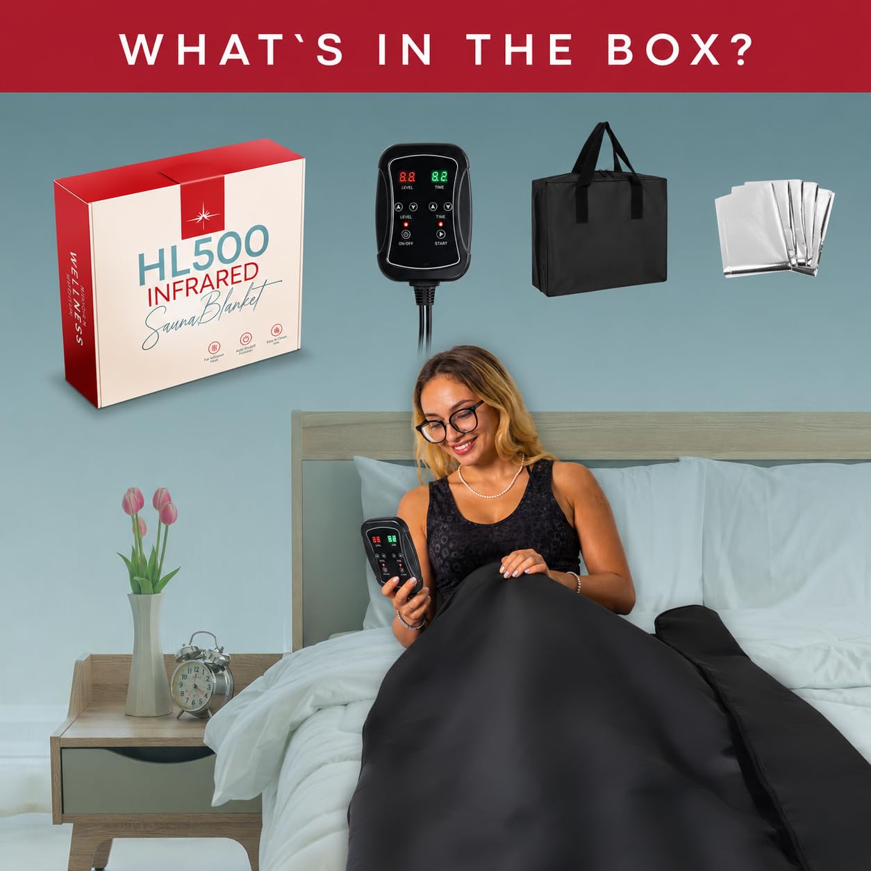 Sauna - Portable Sauna for Home - Infrared Blanket for Detox, Weight Loss & Relaxation, Dry Heat Therapy Bag, Personal Wellness at-Home Wraps with Adjustable Temp 95-176°F. 110V 450 Watts, 71" x 36"