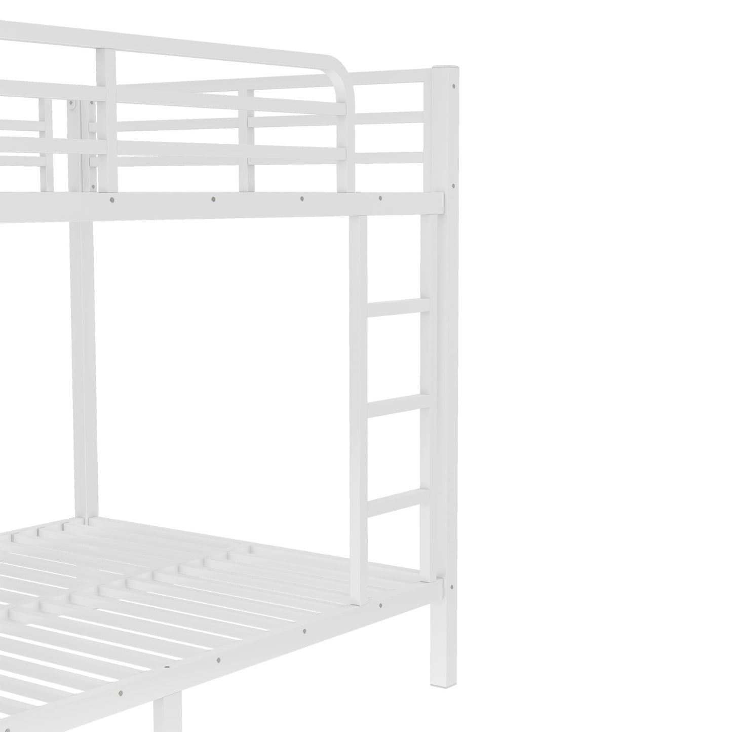 Bellemave Metal Full XL Over Full XL Bunk Beds with High Guardrail & Under-Bed Storage, Heavy Duty Full Size Bunk Bed Frame, Bunk Bed Full XL Over Full XL for Adults, No Box Spring Needed, White