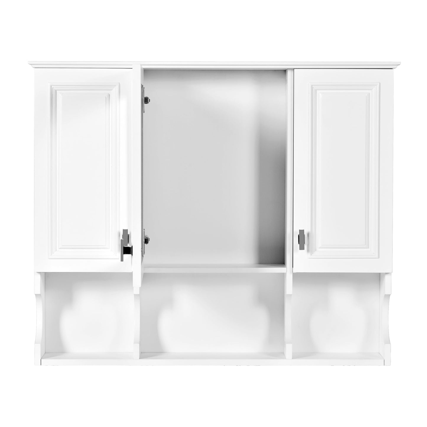 Merax Bathroom Wall Cabinet with Mirror, Wall Mounted Medicine Cabinet with Adjustable Shelves and Open Spaces, 35" x 28" Mirrored Door Over The Toilet Bathroom Storage Cabinet