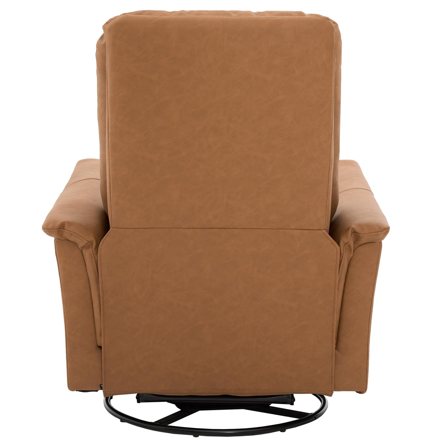 Merax Manual Recliner Chair Rocking & 270° Swivel Recliner with 8-Point Massage Function and Adjustable Backrest, Brown PU Leather Recliner for Living Room, Nursery, Bedroom, Brown