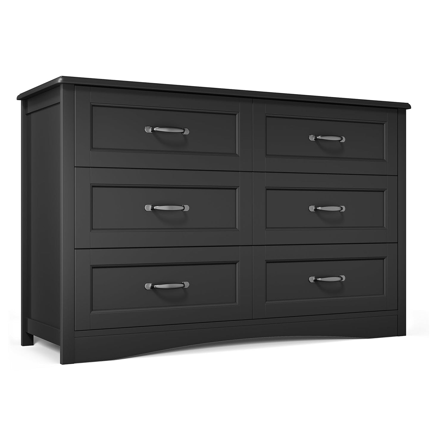 Gizoon 6 Drawer Dresser for Bedroom,47'' Larger Chest of Drawers with Mental Handle for Kids Room, Black Dresser with 6 Storage Drawers for Living Room, Entryway and Hallway, Black