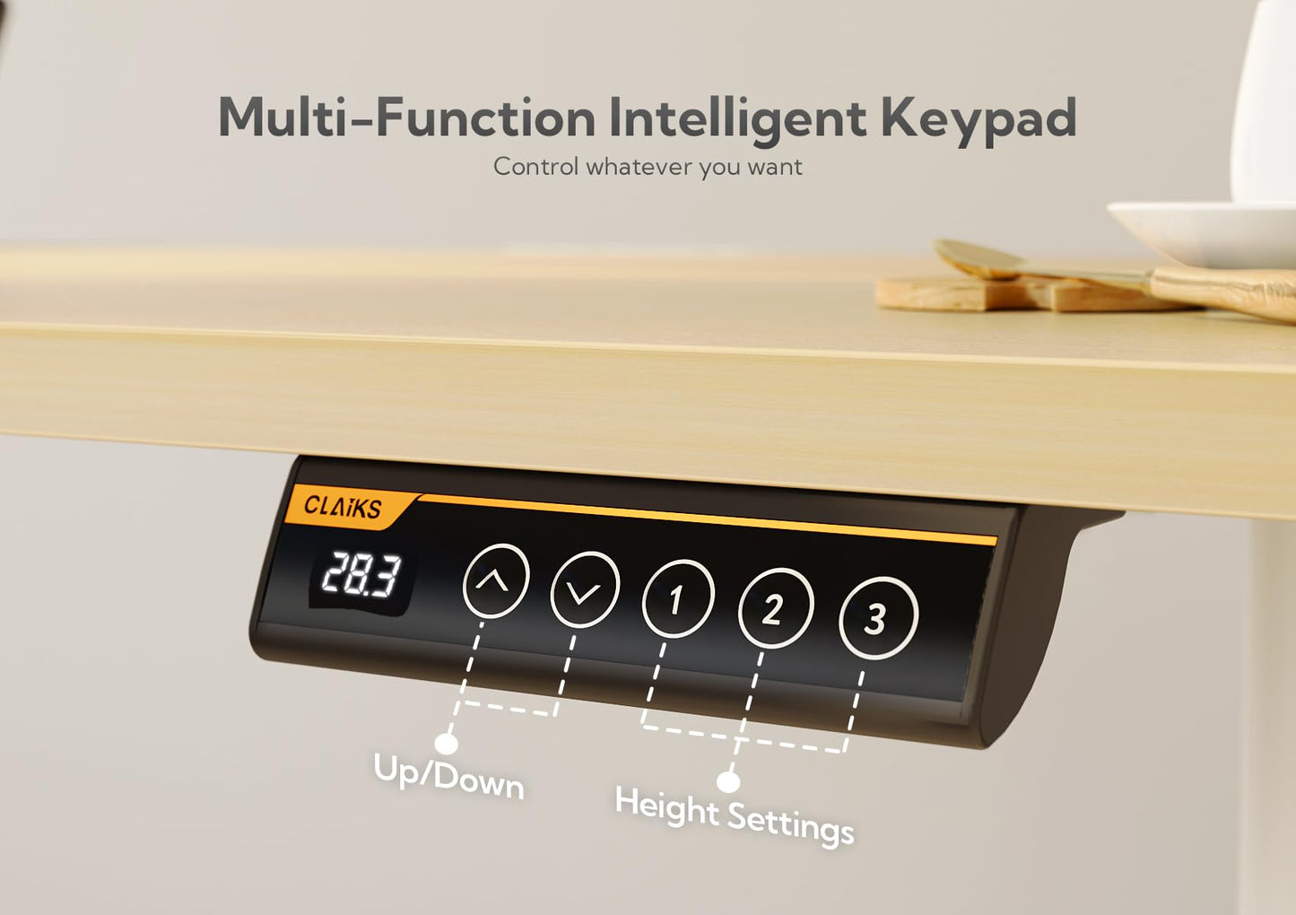 Claiks Electric Standing Desk, Adjustable Height Stand up Desk, 55x24 Inches Sit Stand Home Office Desk with Splice Board, White Frame/Nature Top