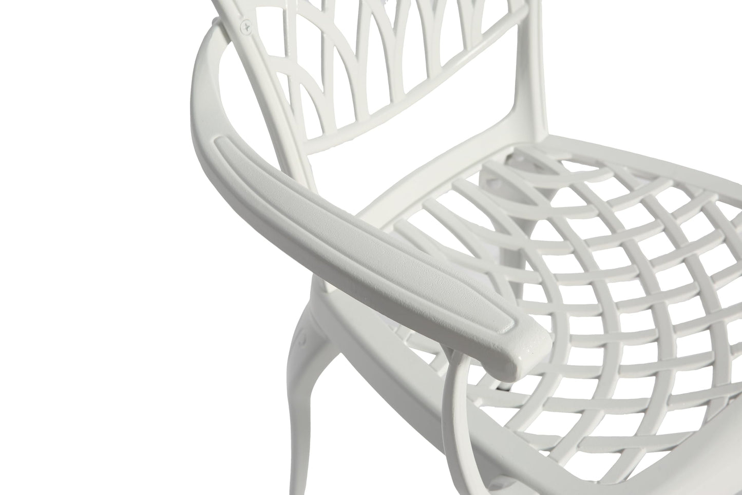 GDFStudio 3-Piece Patio Bistro Set Cast Aluminum Outdoor Furniture Set with Cushions, Weather-Resistant Bistro Table and 2 Chairs with Umbrella Hole, Patio Conversation Set for Garden, Balcony, White