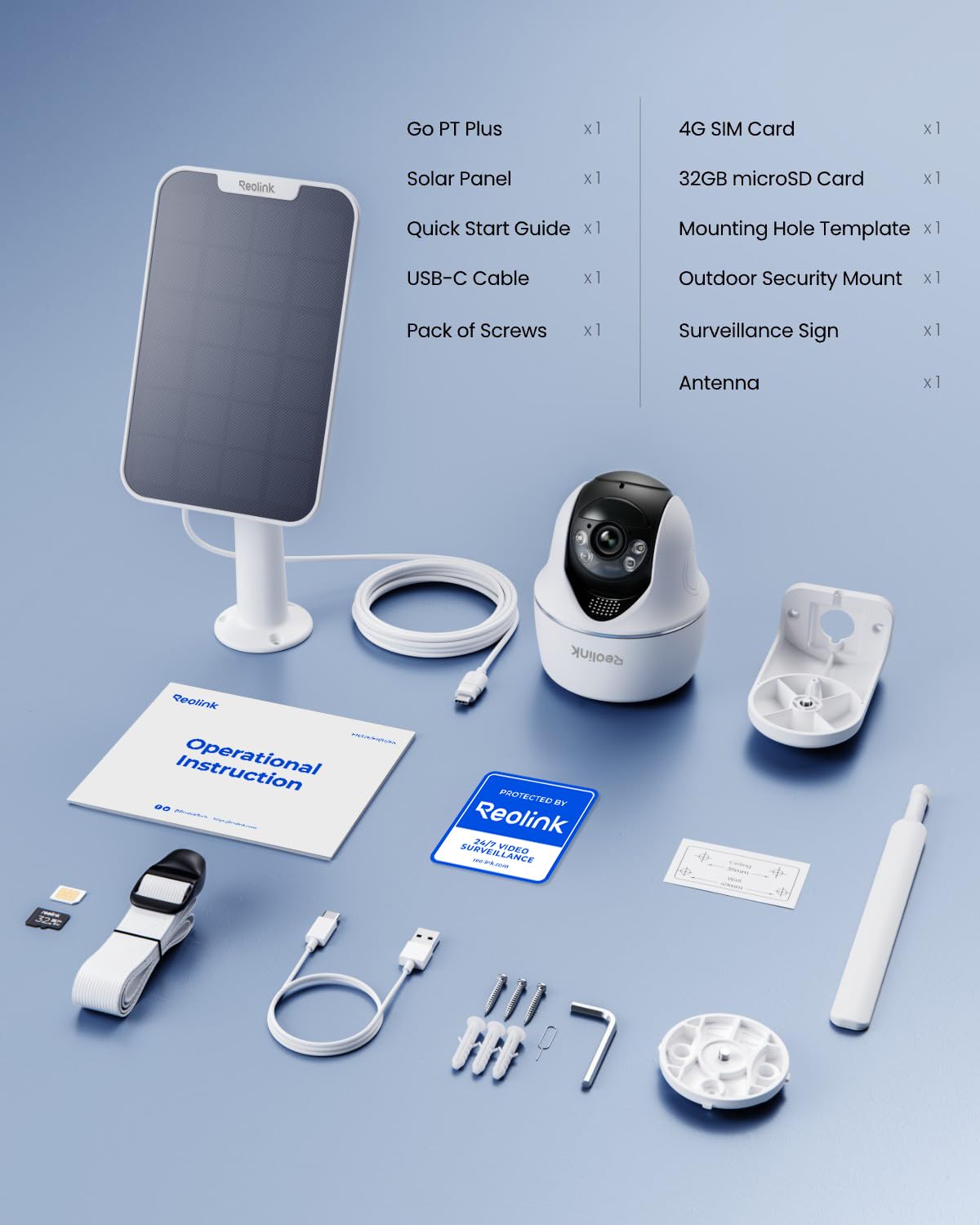 REOLINK 2K+ 4G LTE Cellular Security Camera Wireless Outdoor, 360° Pan-Tilt, No WiFi Solar Powered, 5MP Color Night Vision, Smart AI Detection, Sim+32GB SD Card Included, Go PT Plus+Solar Panel