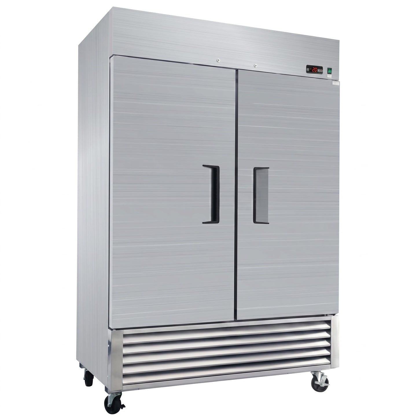 54" Commercial Upright Reach-In Freezer, 49 Cu.ft Double Door Stainless Steel, Digital Control, Auto Defrost, 6 Adjustable Shelves, LED Light for Restaurant, Bar, Deli, Bakery, ETL DOE NSF Certified
