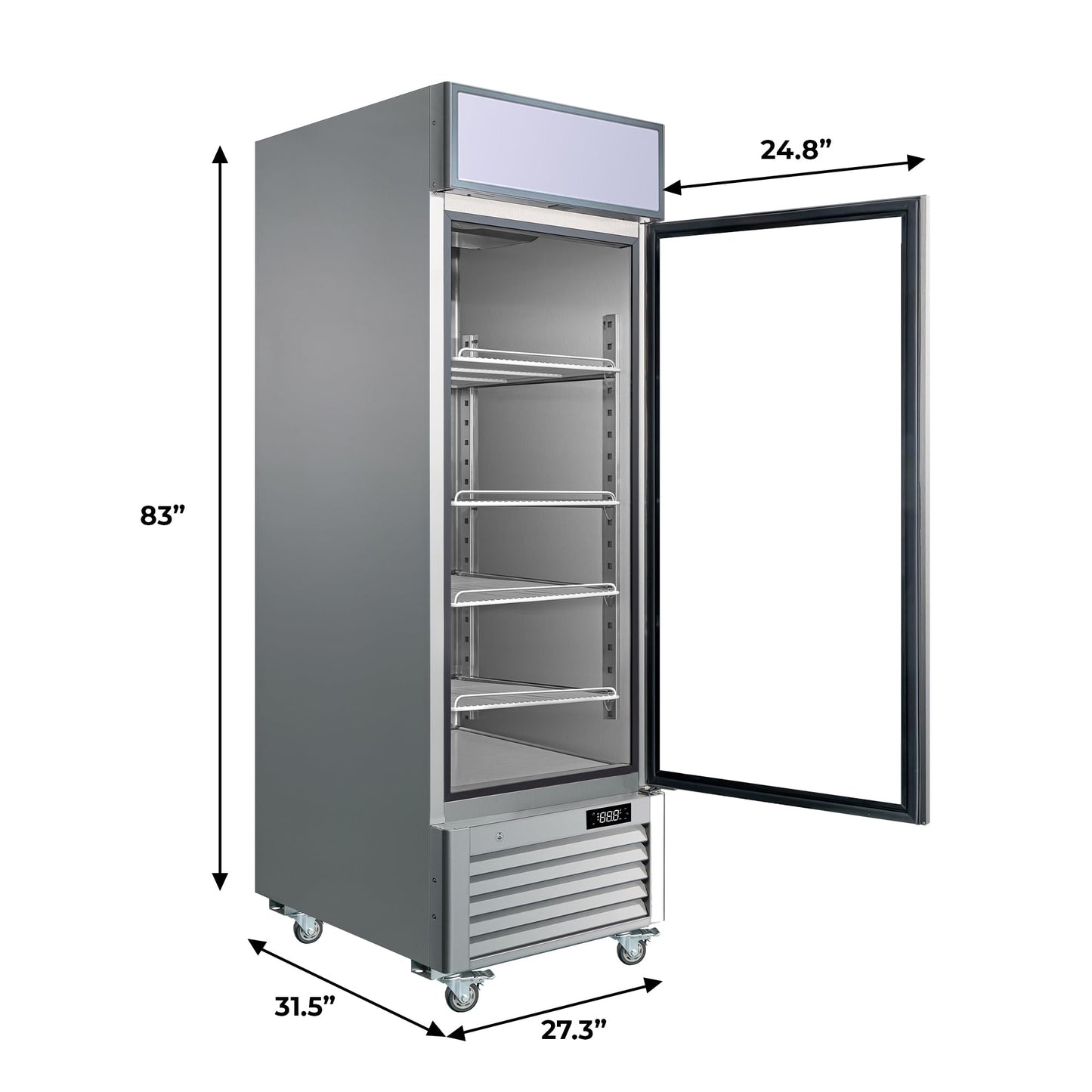 Kenmore Pro 23 Cu. Ft. Swing Glass Door Upright Commercial Display Freezer | 27" W Single-Door Merchandiser | Freestanding Convertible Freezer/Refrigerator | Digital Temperature Display | ETL-Approved