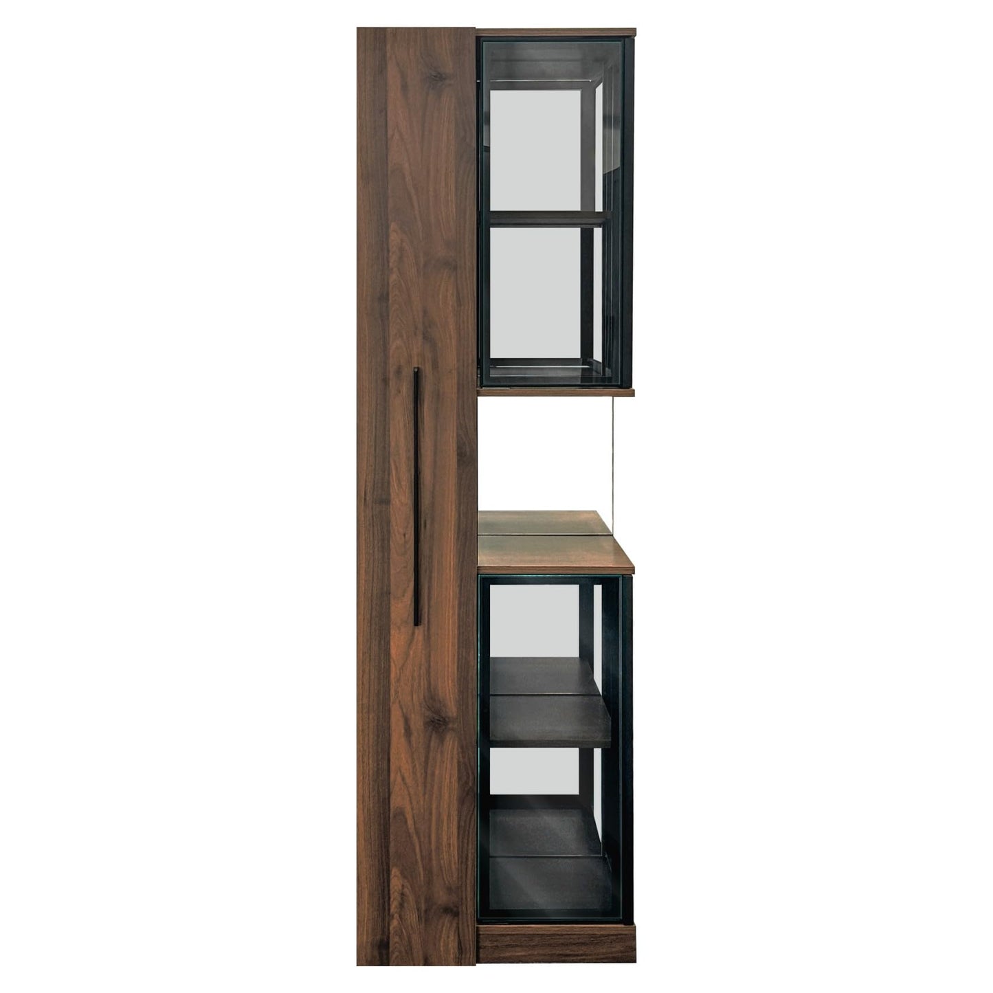 KEIKI 70" H Glass Display Storage Cabinet with Pull-Out Multi-Tier Shelf & LED Lights, Multi-Functional Curio China Collectibles Book Case Shelves Bookcase for Living Room, Home Office, Bedroom