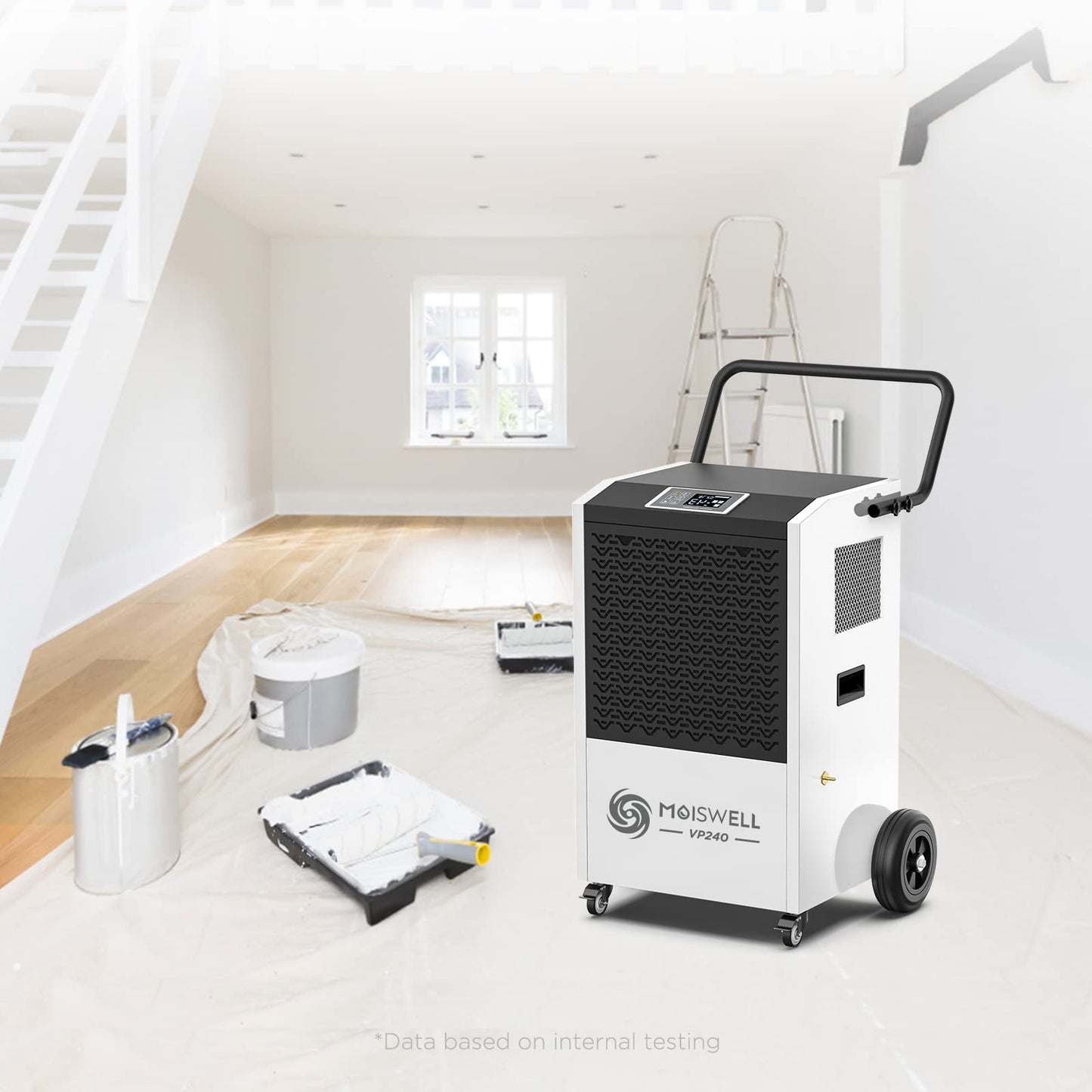 Moiswell 240 Pints Commercial Dehumidifier with Pump and Drain Hose for Basements and Large Spaces up to 8,500 Sq Ft, 5-Year Warranty