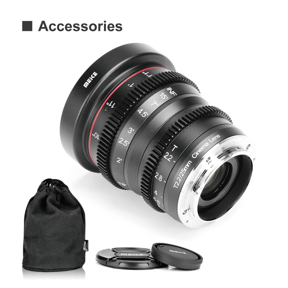 Meike 25mm T2.2 Manual Focus Prime Mini Cinema Lens for Micro Four Thirds MFT M43 Mount Cameras