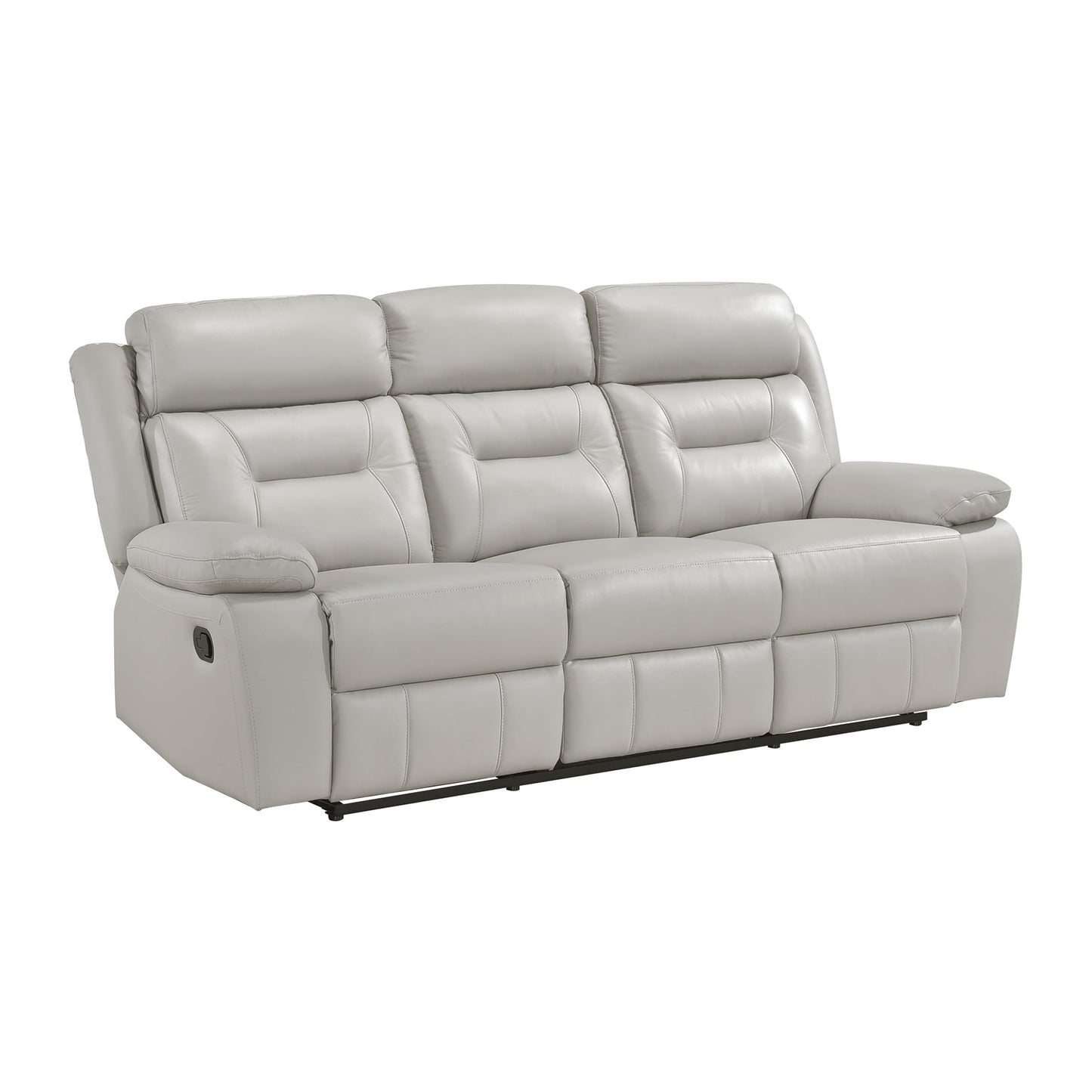 Lexicon Reclining Sofa for Living Room, Double Recliner RV Couch, Manual Wall Hugger Recliner, Home Theater Seating Leather Match Reclining Sofa with Pillow Top Armrests, 87''W Couch, Silver