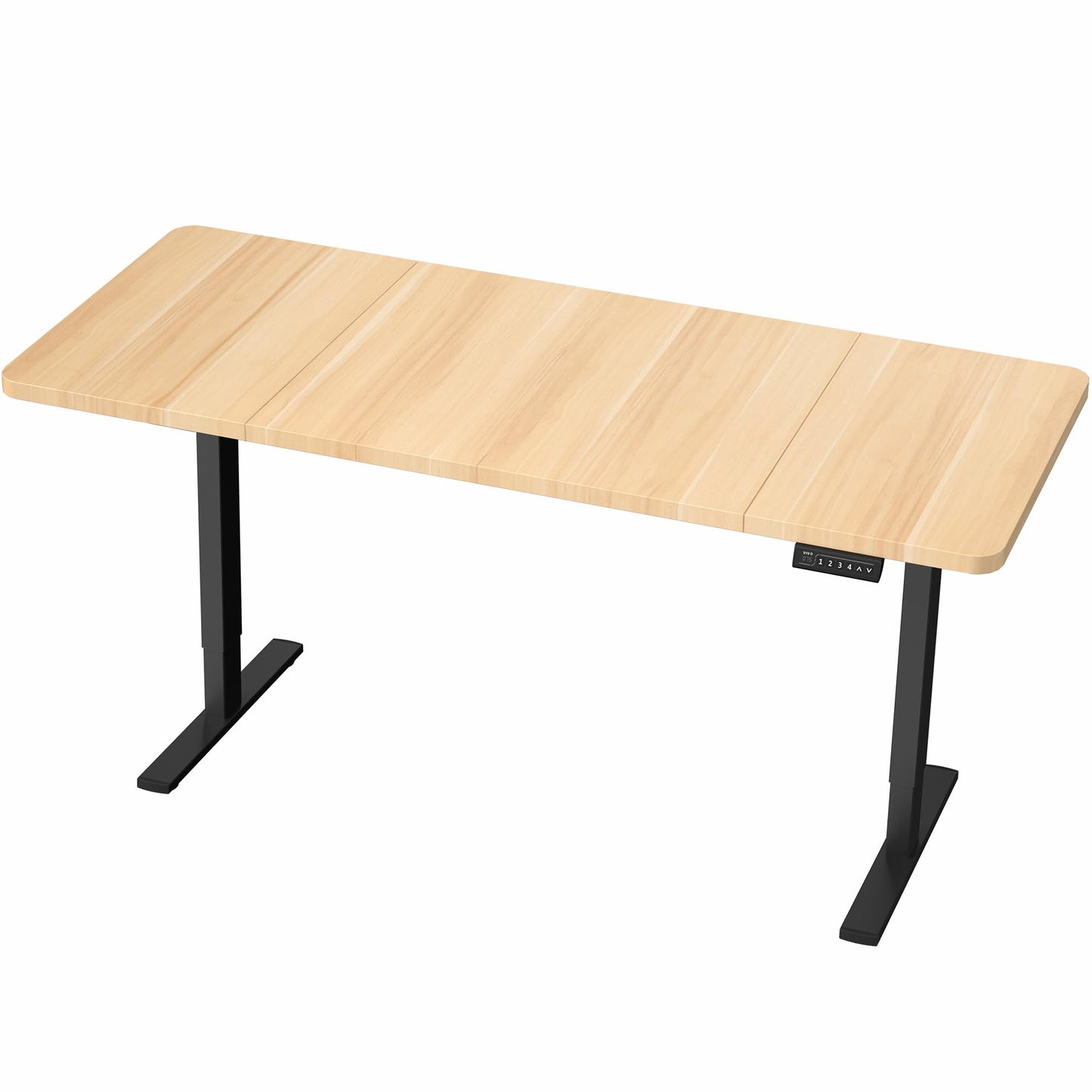 VIVO Electric 71 x 30 in Standing Desk, Memory Height Adjustment, 1B Series, Holds 220 lbs, Light Wood Top Black Frame, DESK-KIT-1B7C