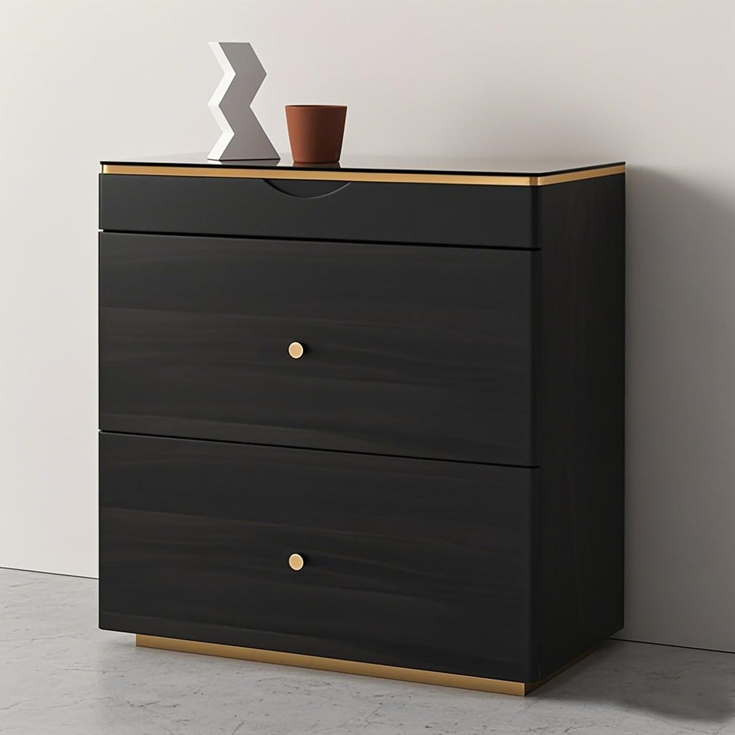 Lartis Nightstand with Glass Top - Night Stand with Drawer No Installation Required - Black Storage Nightstand Compartmentalized Storage, Large Capacity Drawer Tempered Glass