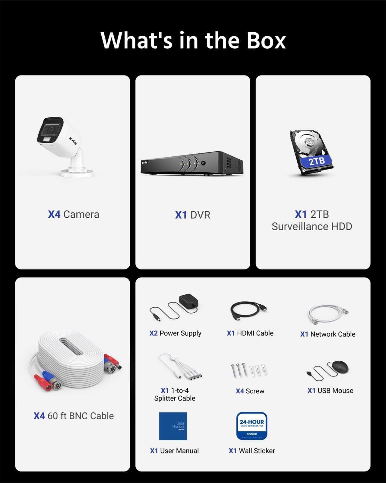 ANNKE 8CH 3K Security Camera System with Audio/Mic, 8 Channel Surveillance AI DVR and 4X 5MP 2960 * 1665 Outdoor CCTV Cams with Dual Light, Human/Vehicle Detection, IP67, Color Night Vision, 2TB HDD
