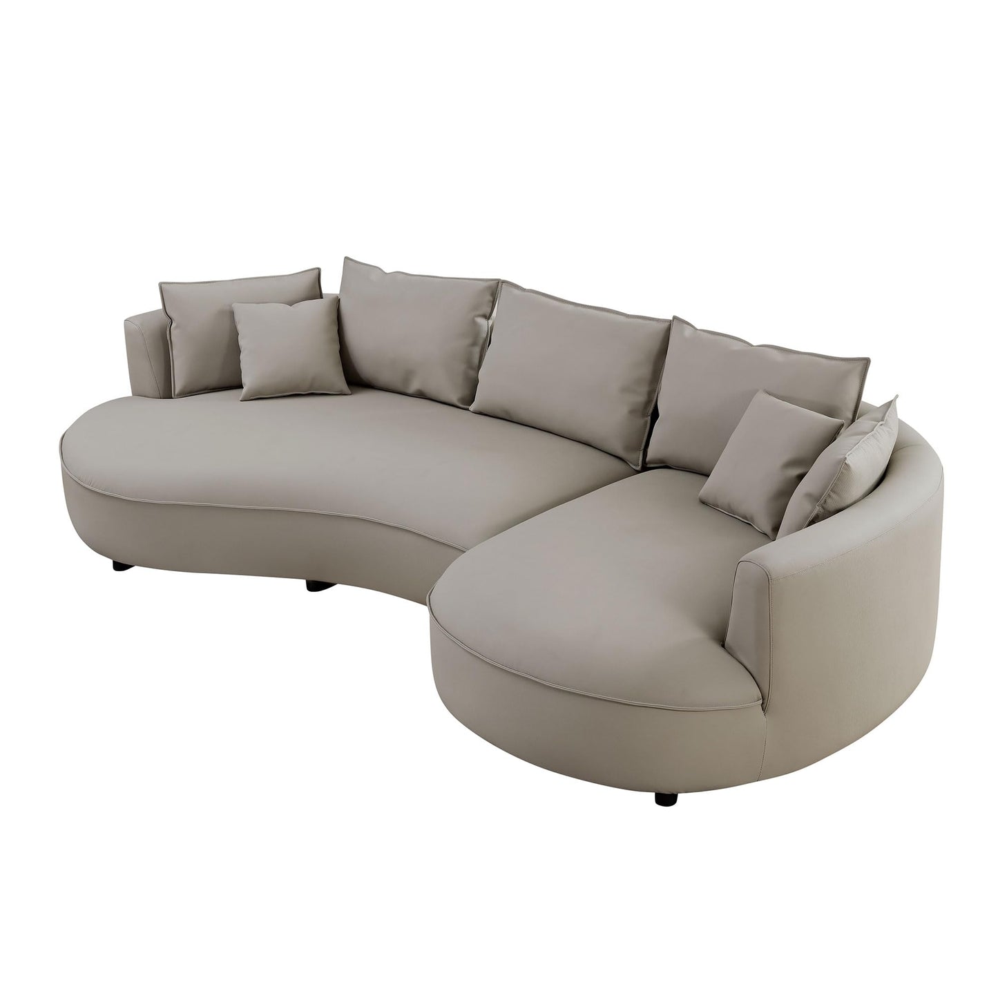 Luxury Right Facing Cloud Couch Oversized 6 Seats Curved Sectional Sofa, Modern Eco-Leather Upholstered Sofa Couch with Wide Lounge Chaise and 7 Pillows, Gorgeous Curved Sofa&Couch for Living Room