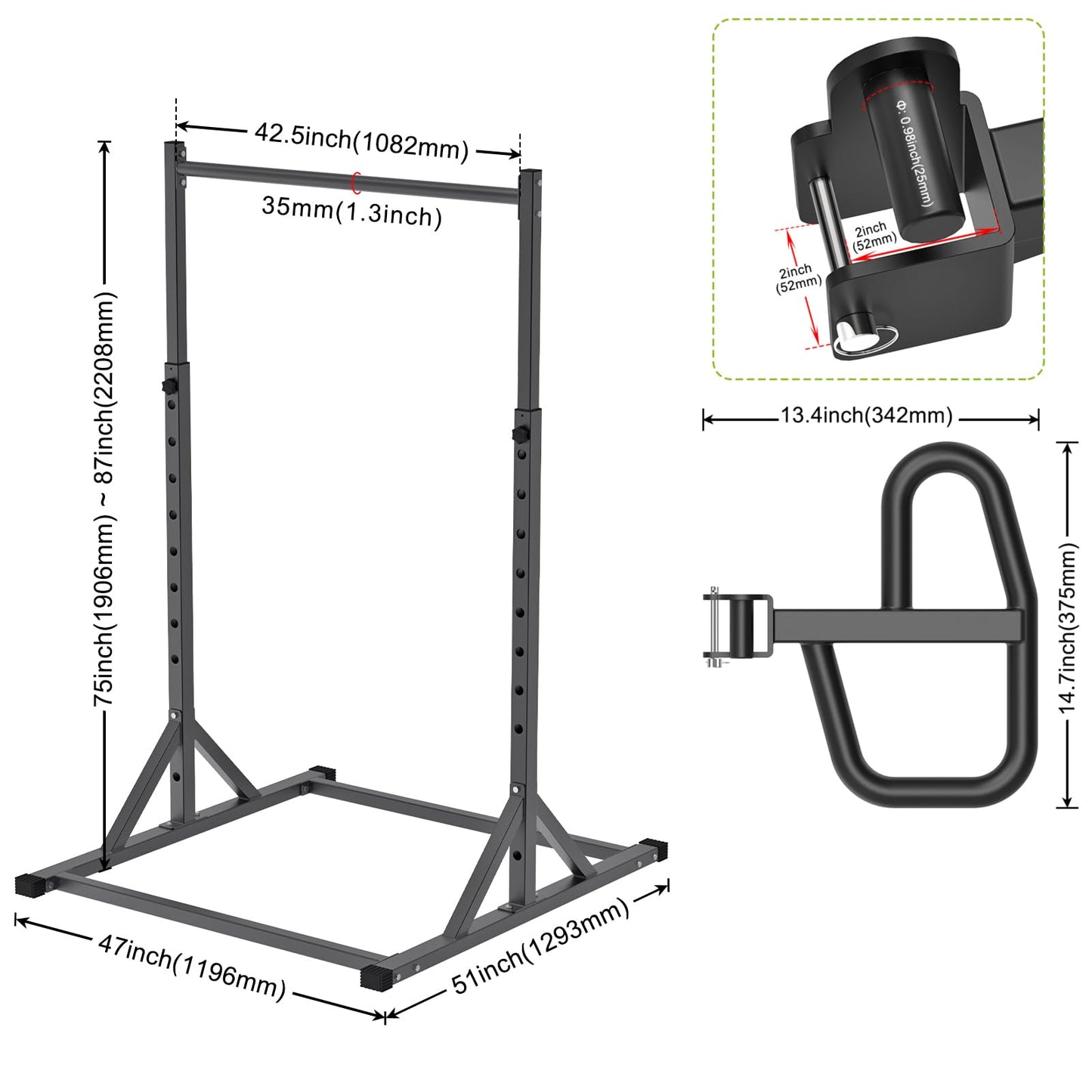 SELEWARE Adjustable Pull Up Station, Multifunction Dip Station and Multi-Grip Handles, Fully Welded, 500 lbs Capacity, Home Gym Equipment